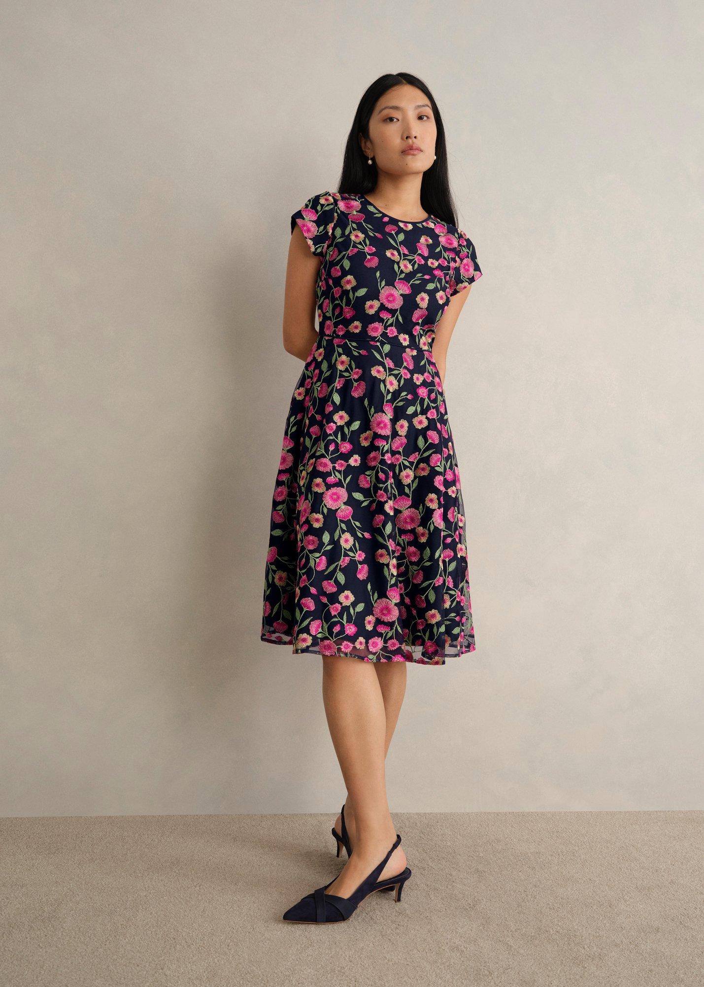 Petite Tia Embroidered Dress, Midnight Multi, hi-res
