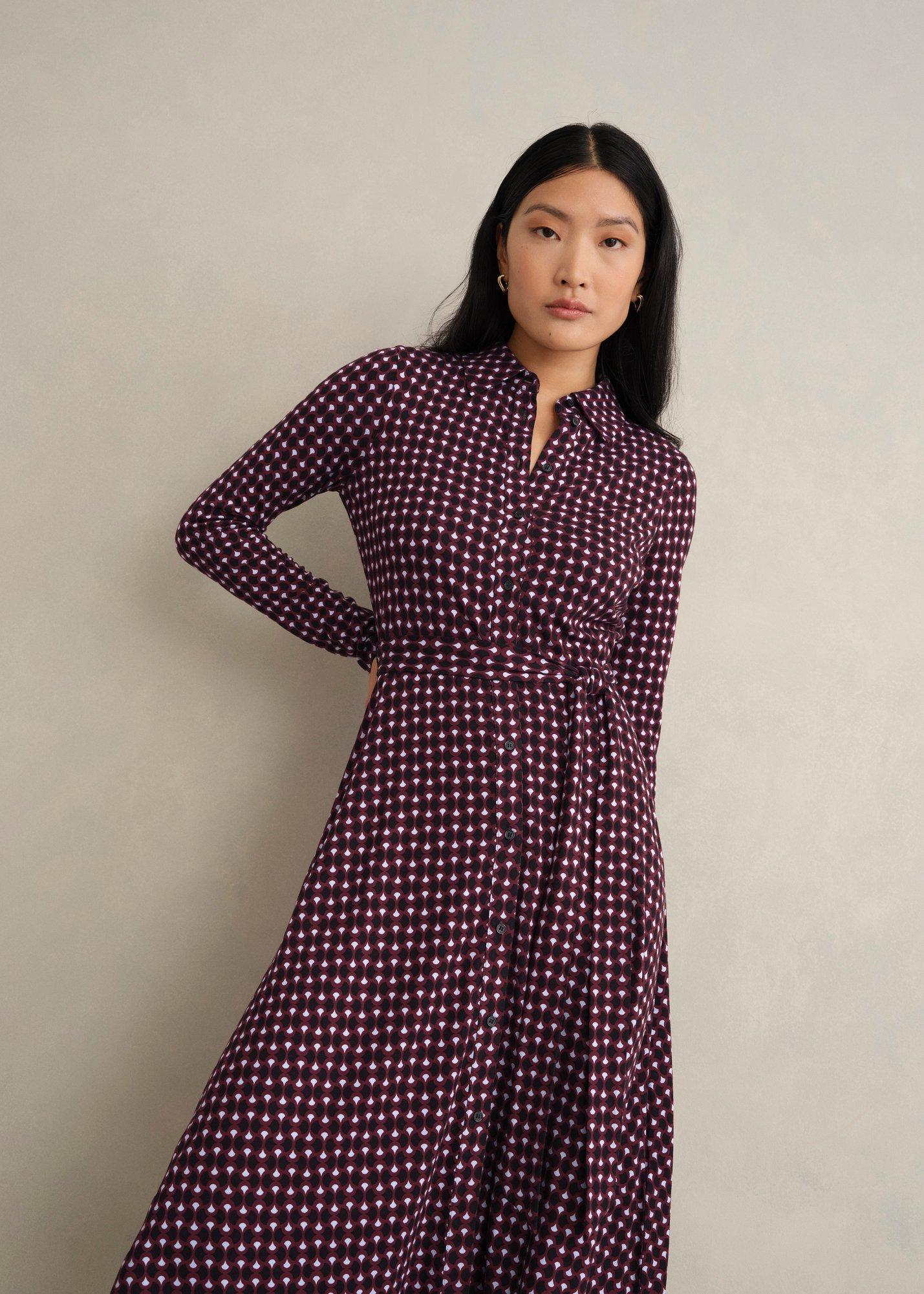 Clarice Jersey Dress, Navy Multi, hi-res