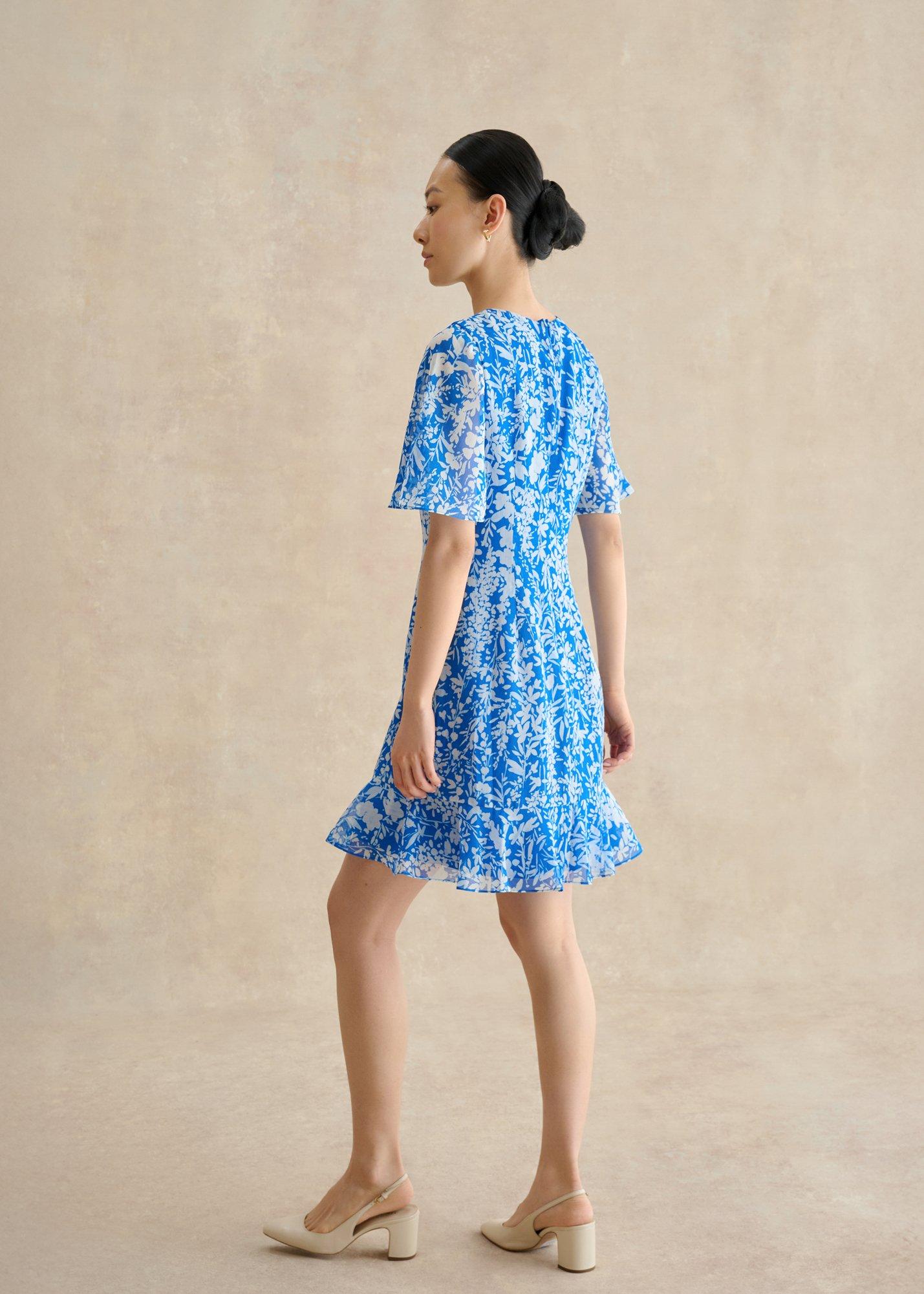 Iona Textured Dress, Blue Ivory, hi-res