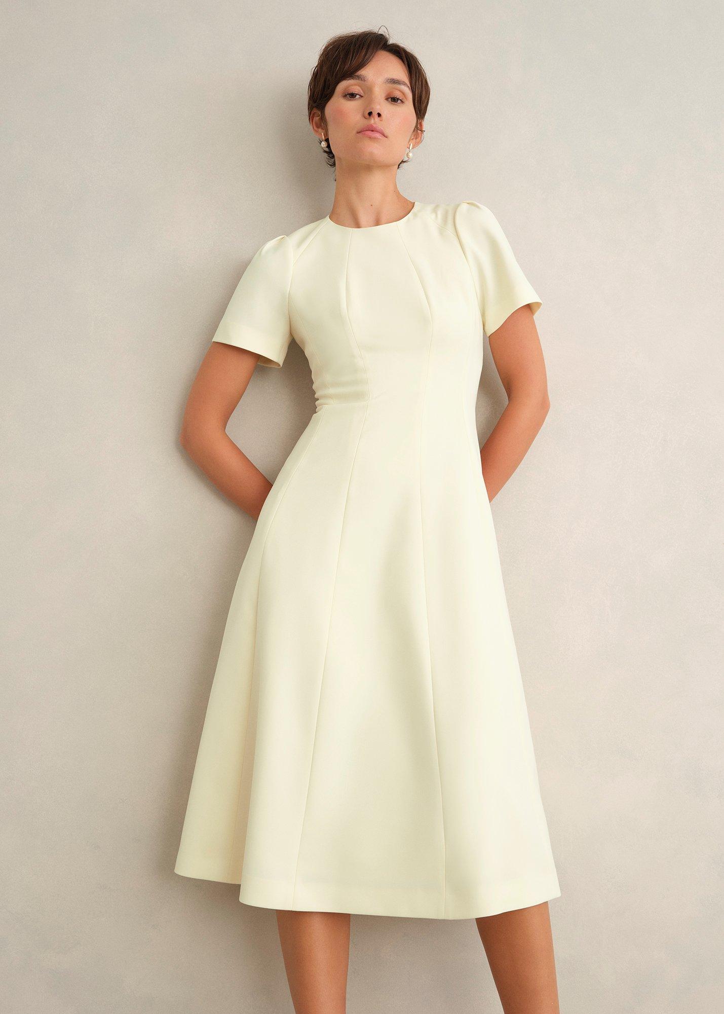 Eliana Seam Detail Dress, Pale Yellow, hi-res