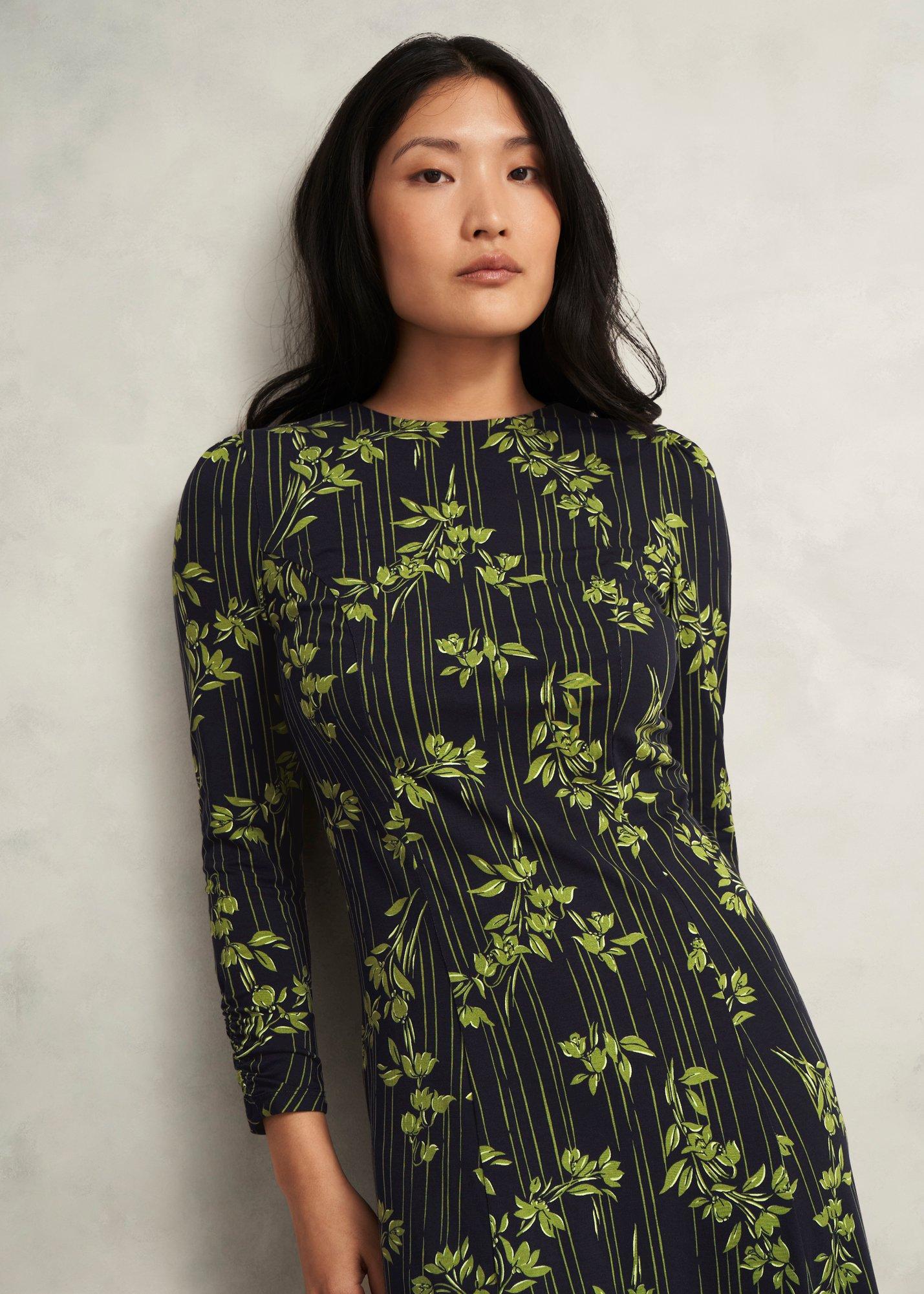 Alison Jersey Dress, Navy Green, hi-res