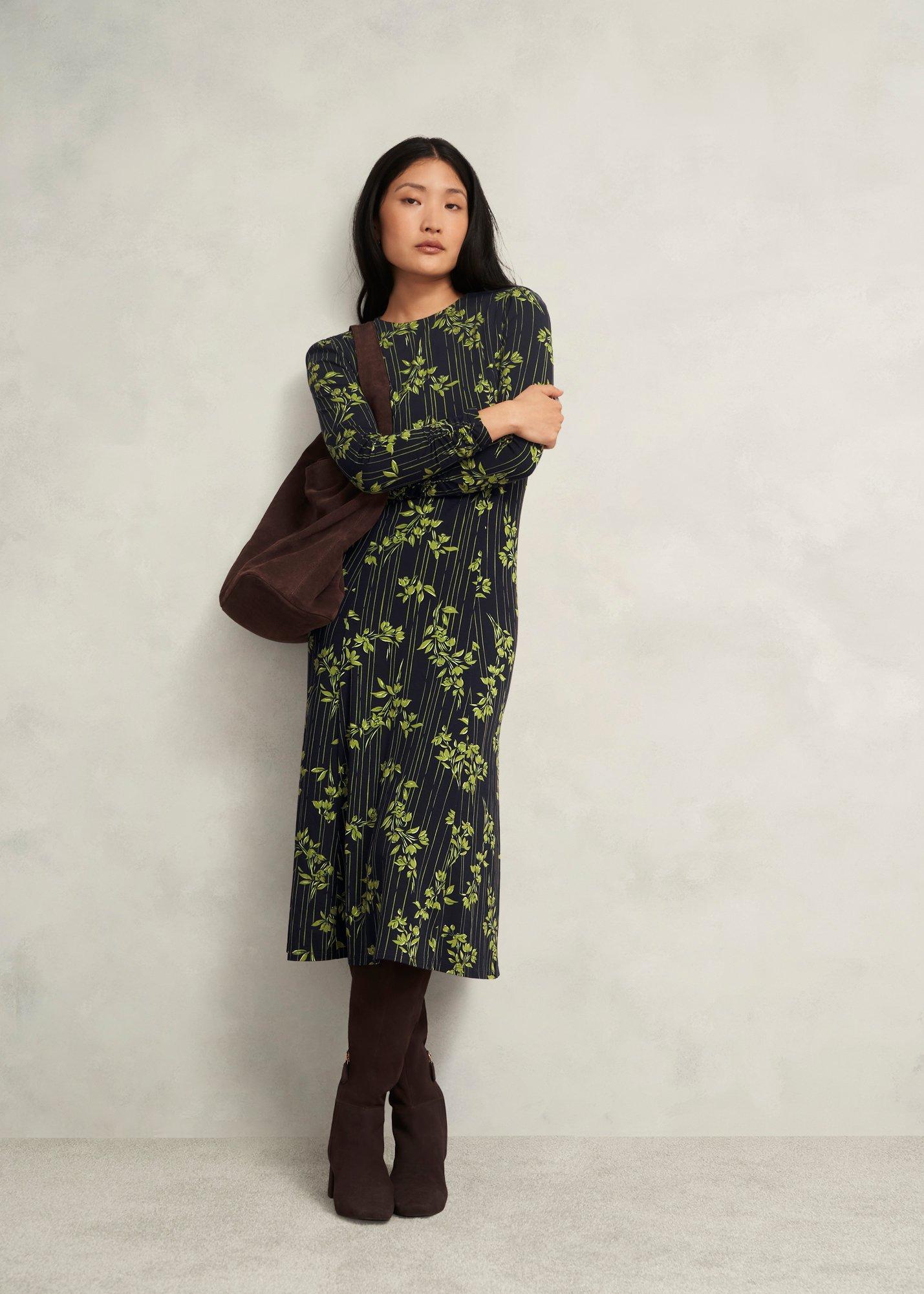 Petite Alison Jersey Dress, Navy Green, hi-res