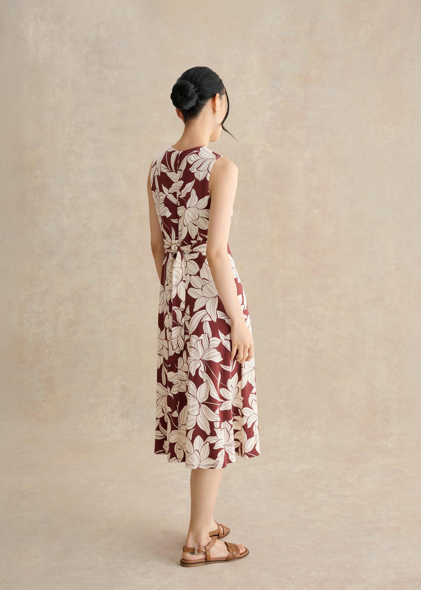 Marylise Jersey Dress, Brown Ivory, hi-res