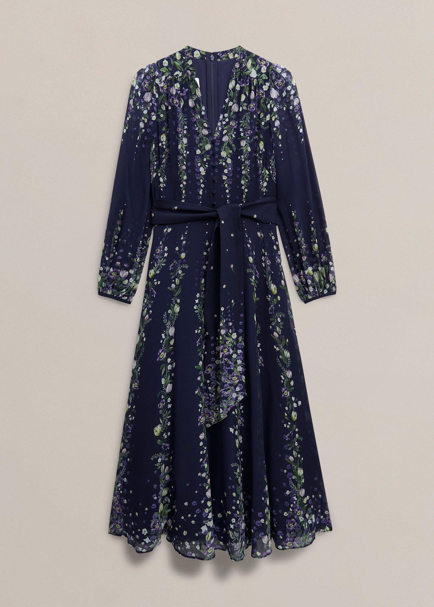 Petite Ros Floral Silk Dress