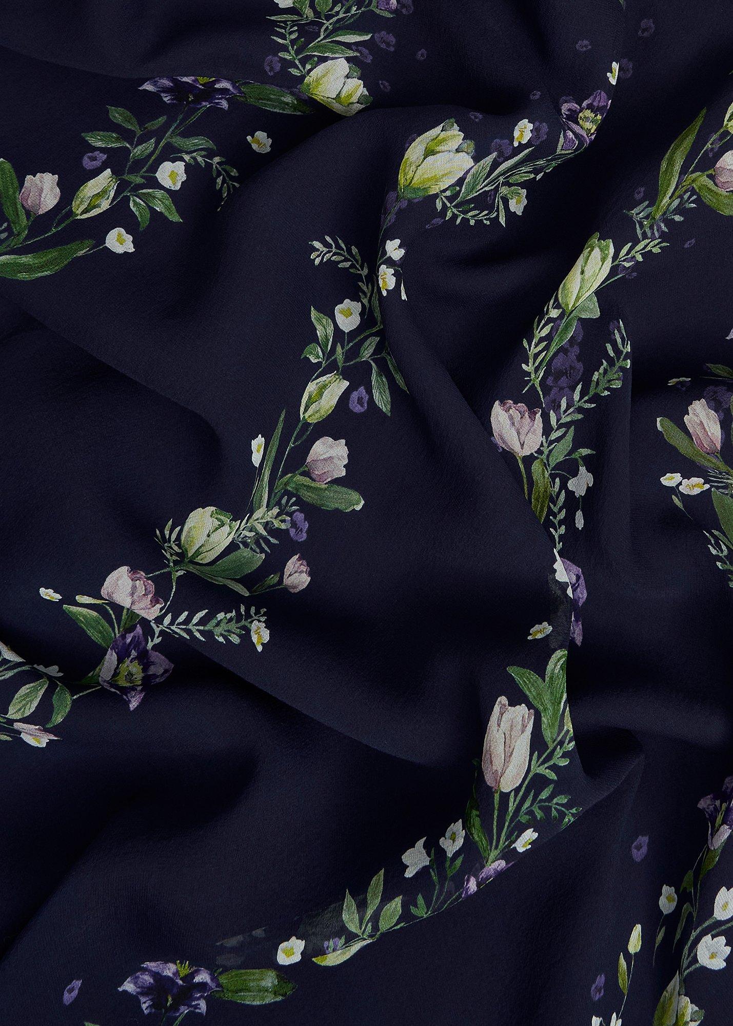 Petite Ros Floral Silk Dress, Midnight Multi, hi-res