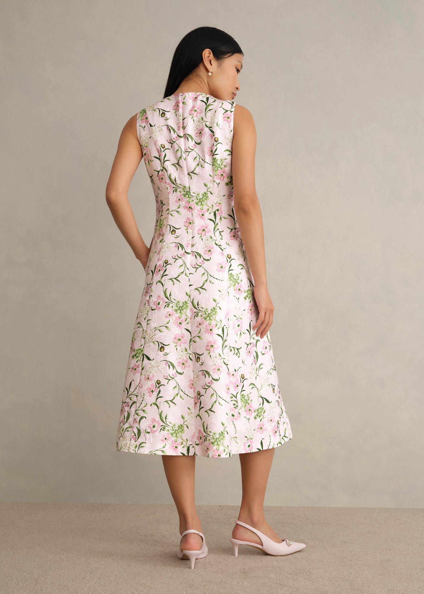 Lana Floral Jacquard Dress, Pale Pink Multi, hi-res
