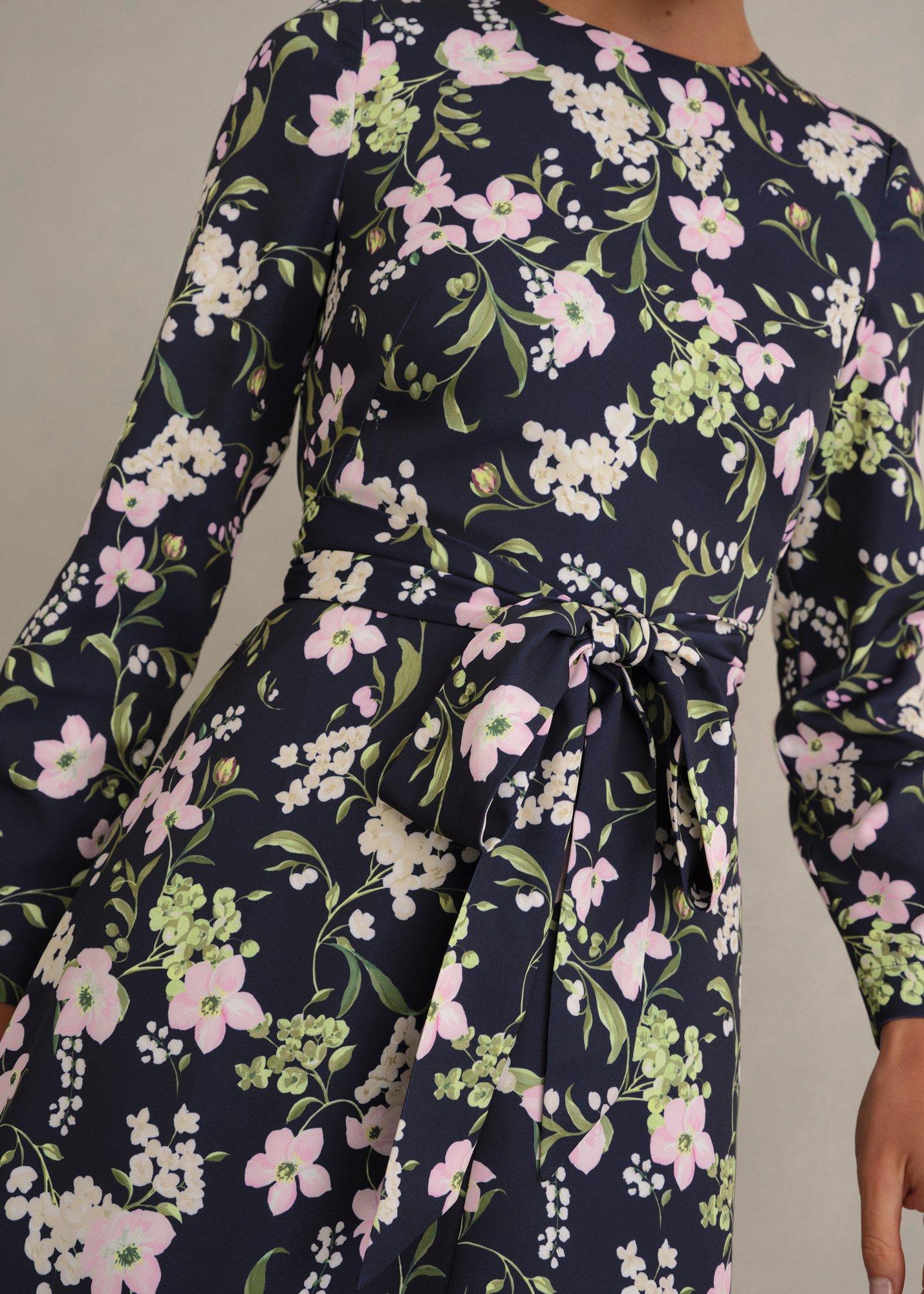 Sabine Floral Tie Dress, Midnight Multi, hi-res