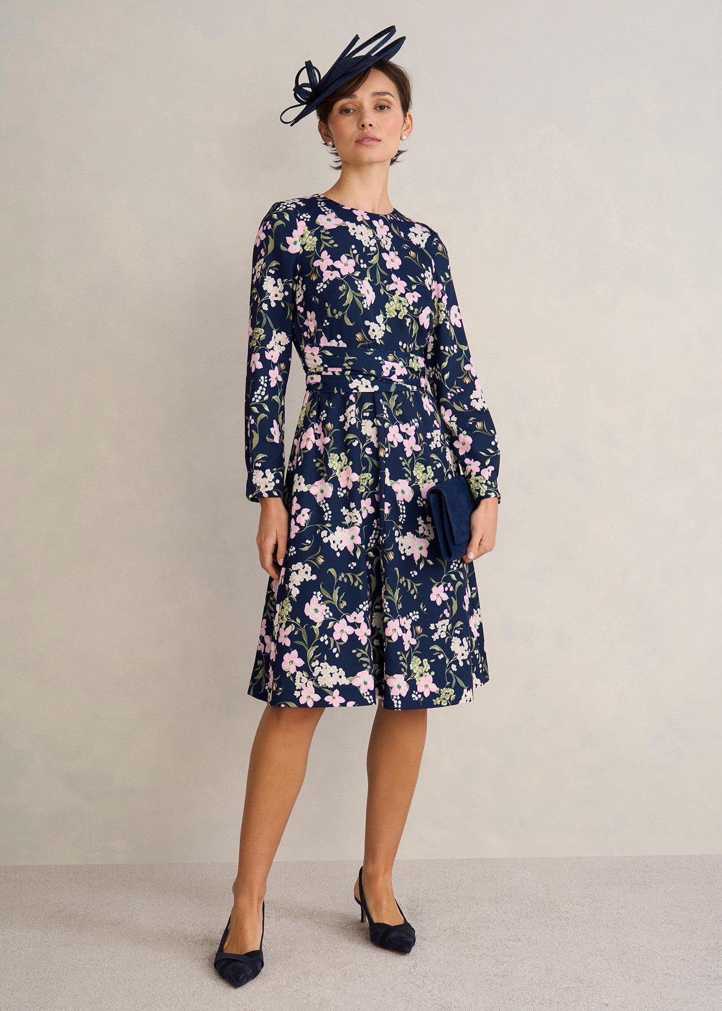 Sabine Floral Tie Dress, Midnight Multi, hi-res