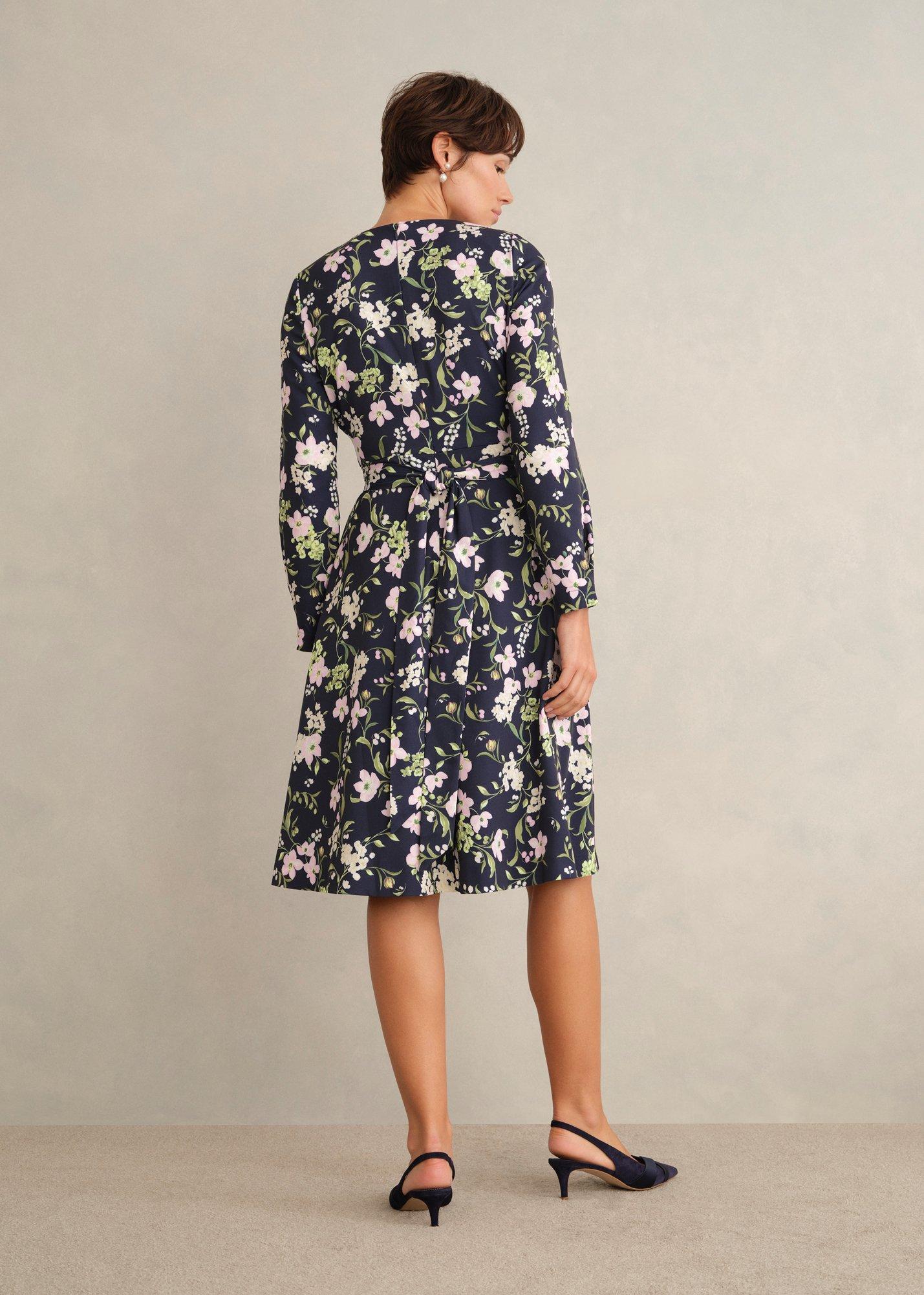 Petite Sabine Floral Tie Dress, Midnight Multi, hi-res