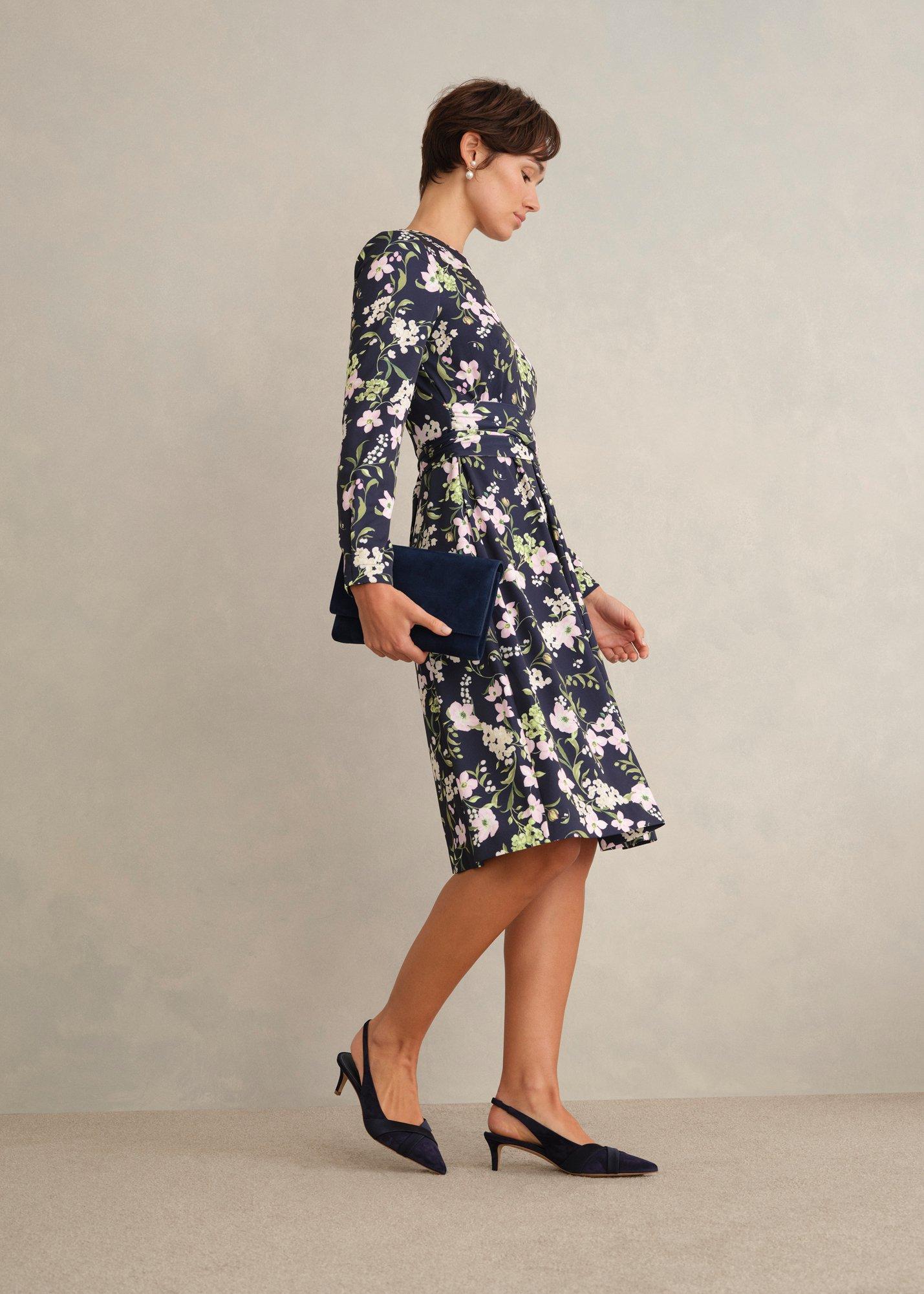 Petite Sabine Floral Tie Dress, Midnight Multi, hi-res