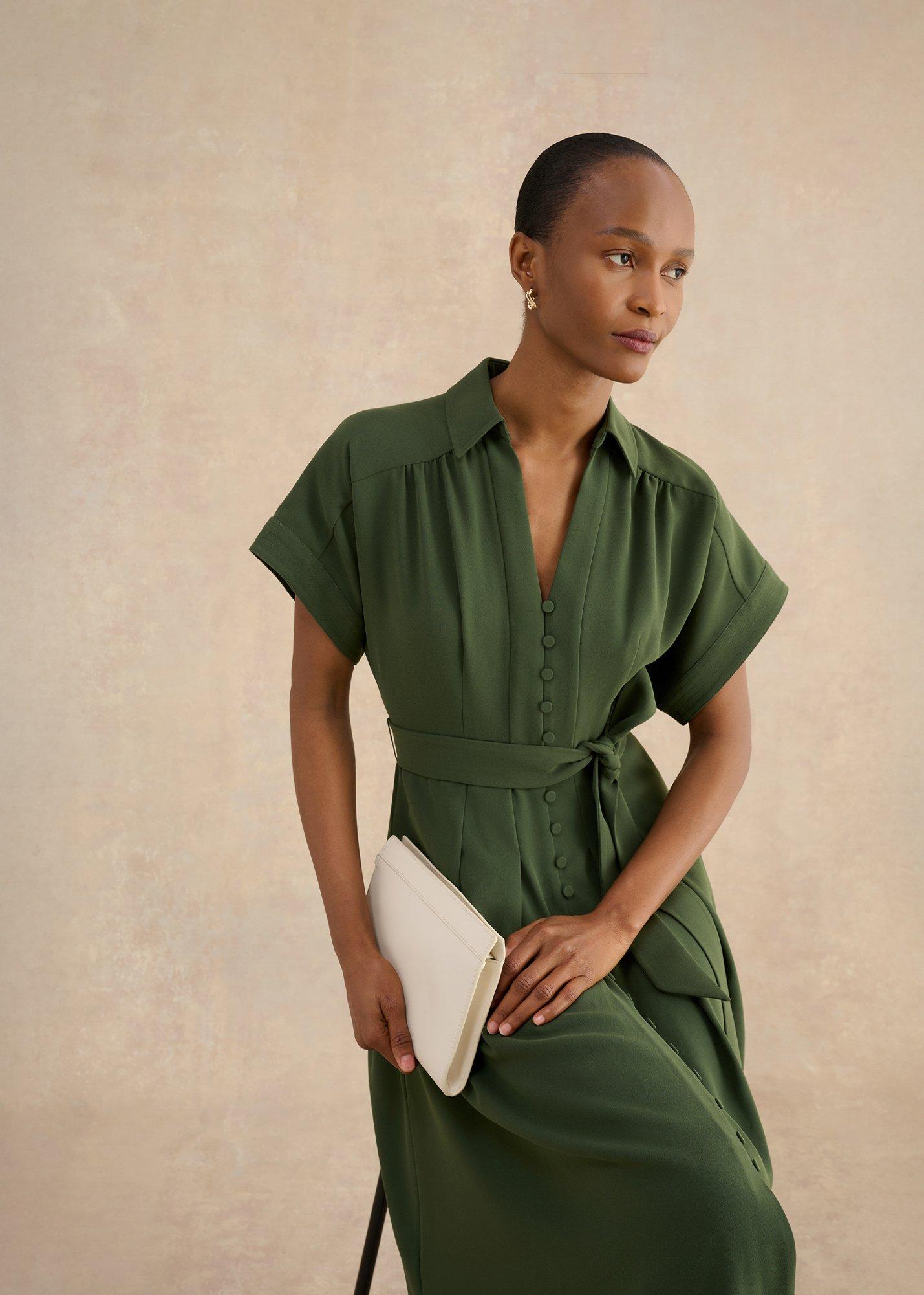 Woodall Dress, Olive Green, hi-res
