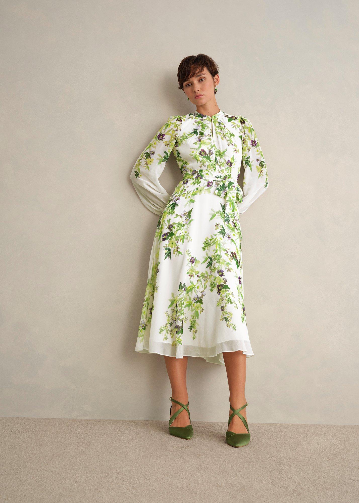 Petite Pia Silk Floral Dress