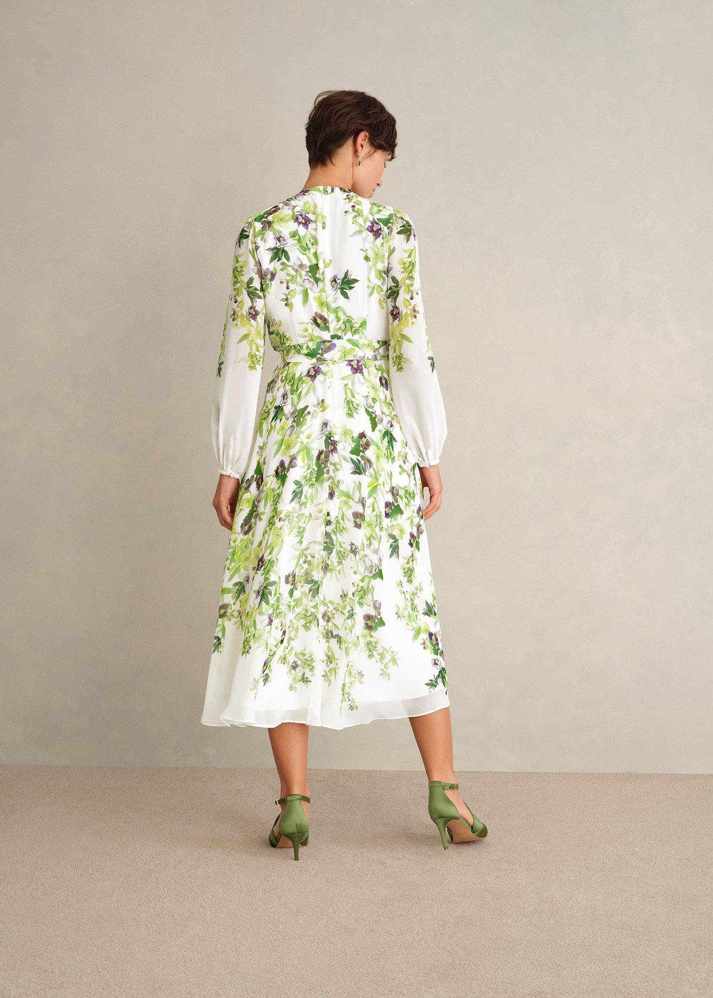 Petite Pia Silk Floral Dress, Ivory Multi, hi-res