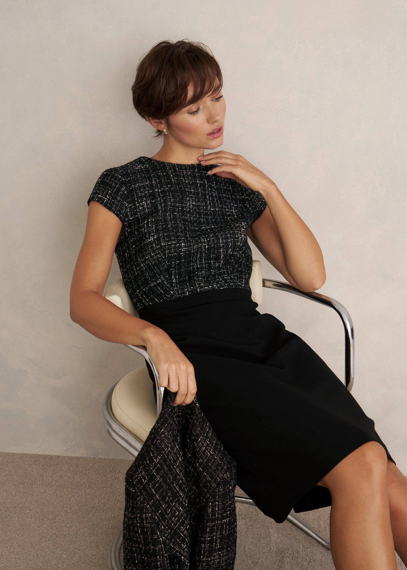 Petite Esme Match Black Dress, Black White, hi-res