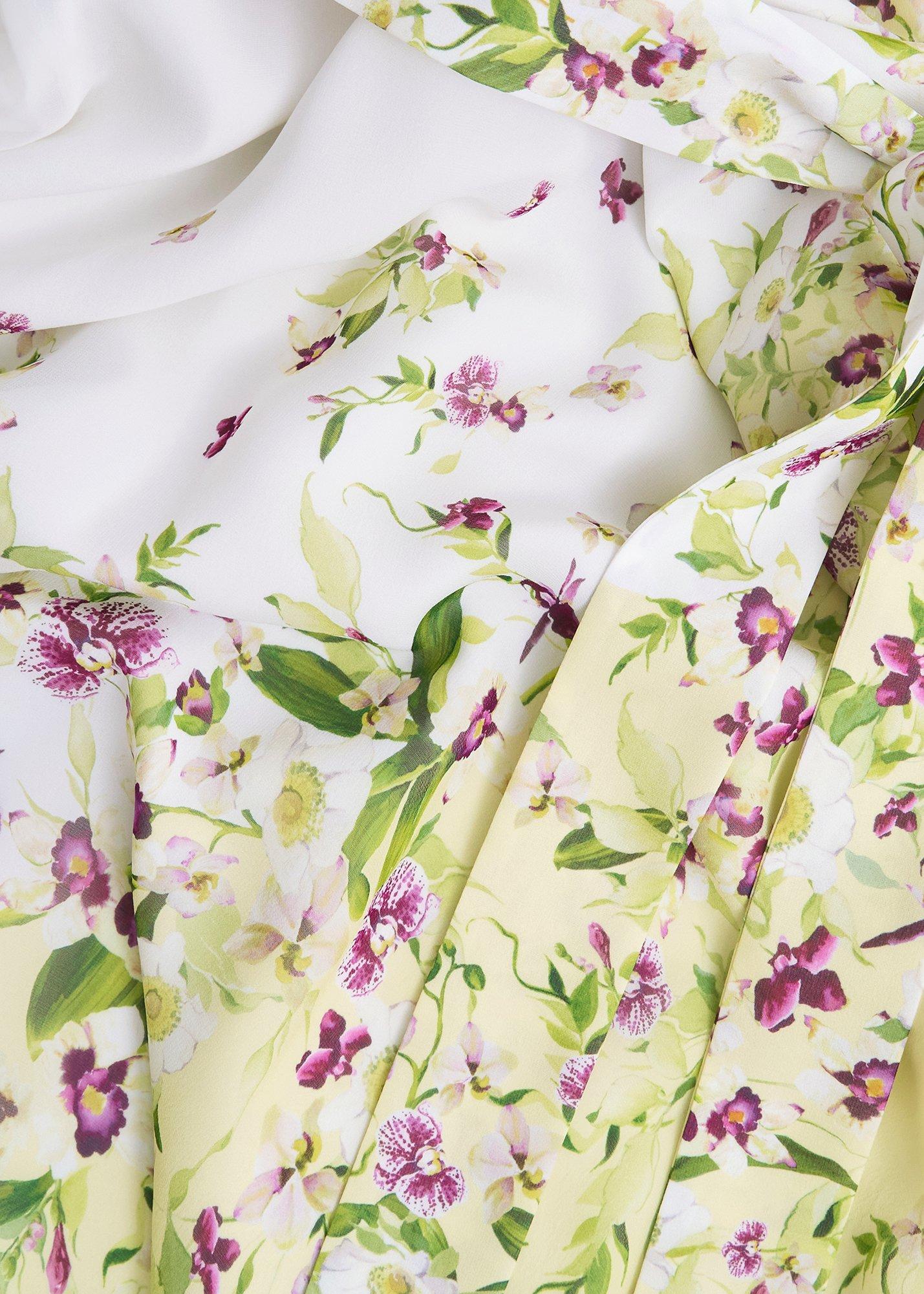 Ariel Floral Silk Dress, Yellow Multi, hi-res