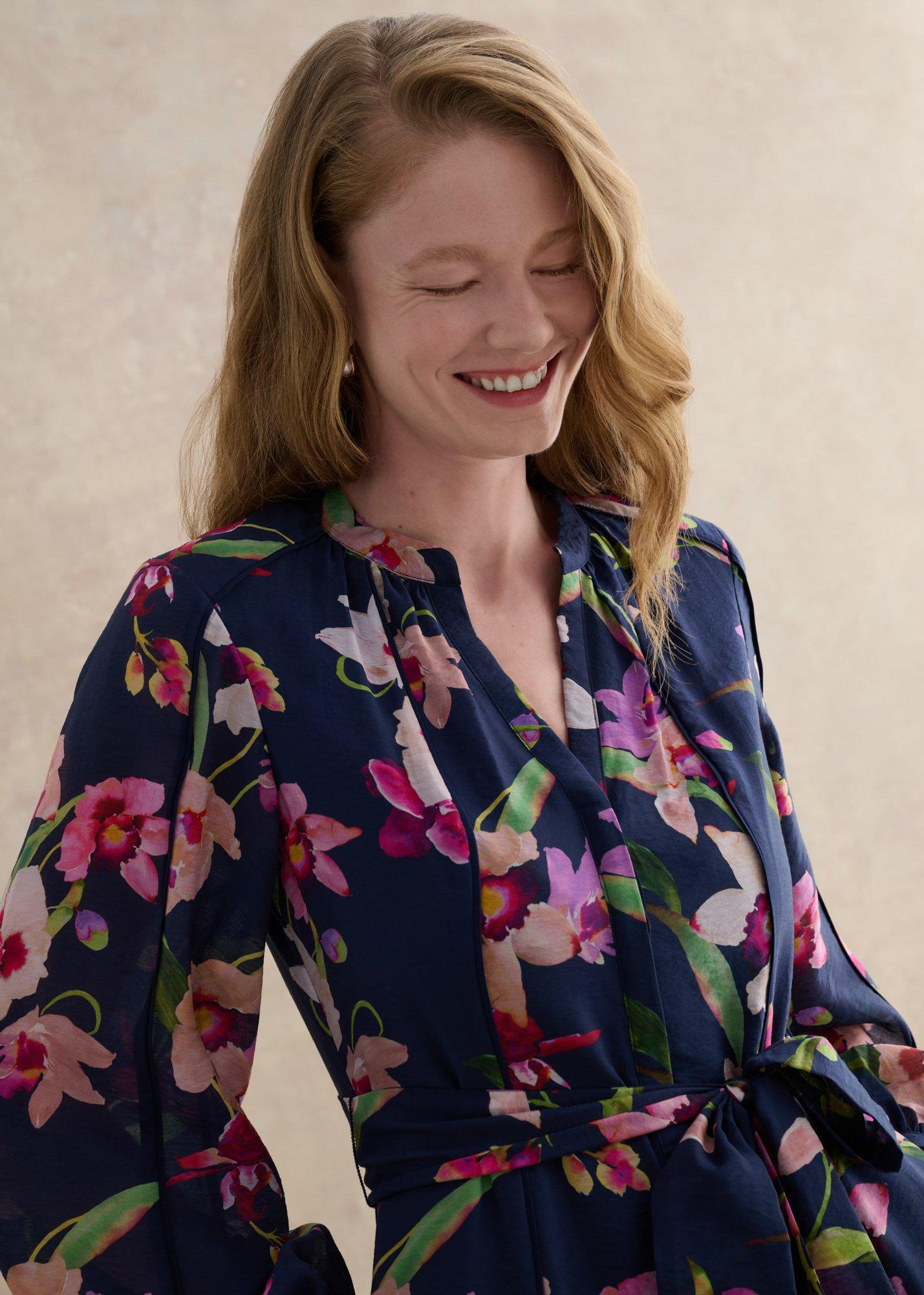 Petite Pippa Floral Waist Tie Dress, Midnight Multi, hi-res