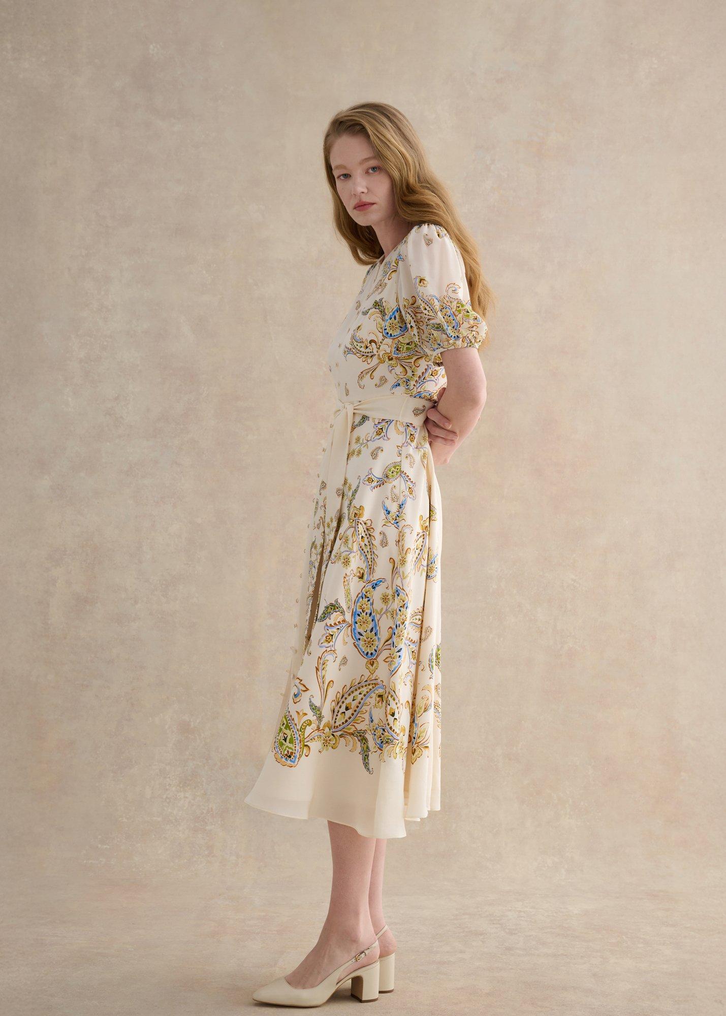 Alma Paisley Silk Dress