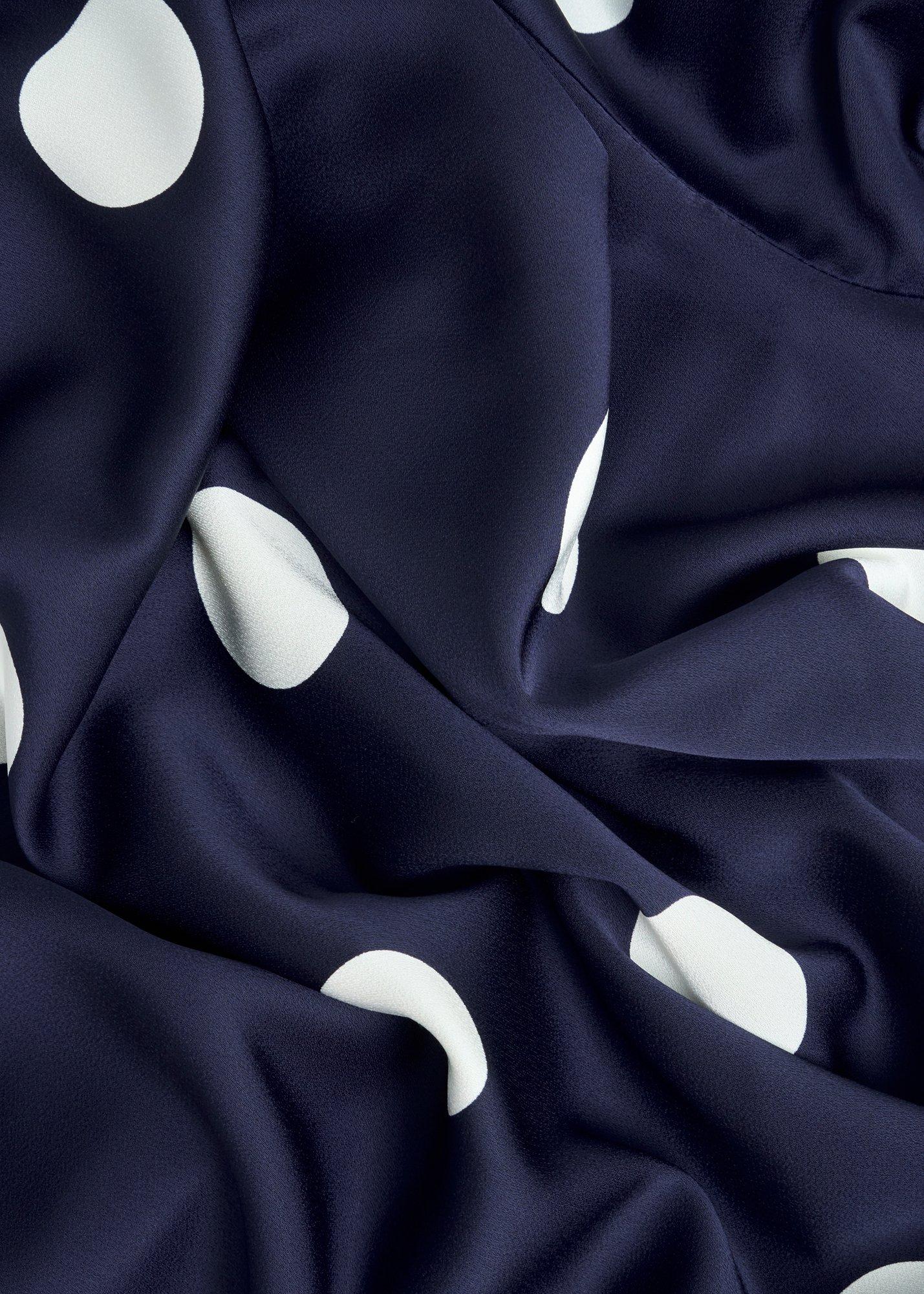 Petite Mia Satin Spot Dress, Midnight Ivory, hi-res