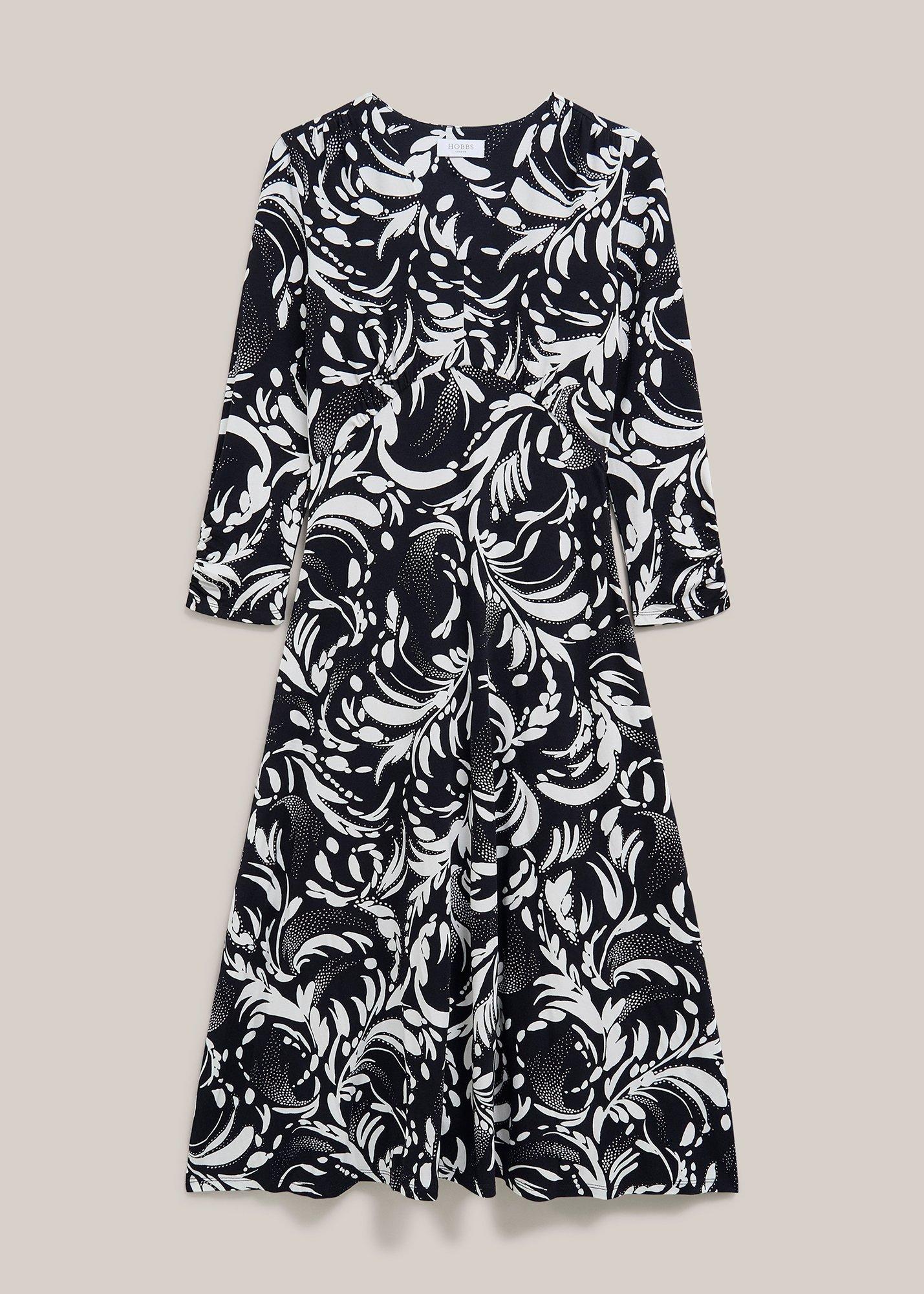 Deborah Jersey Dress, Navy Ivory, hi-res