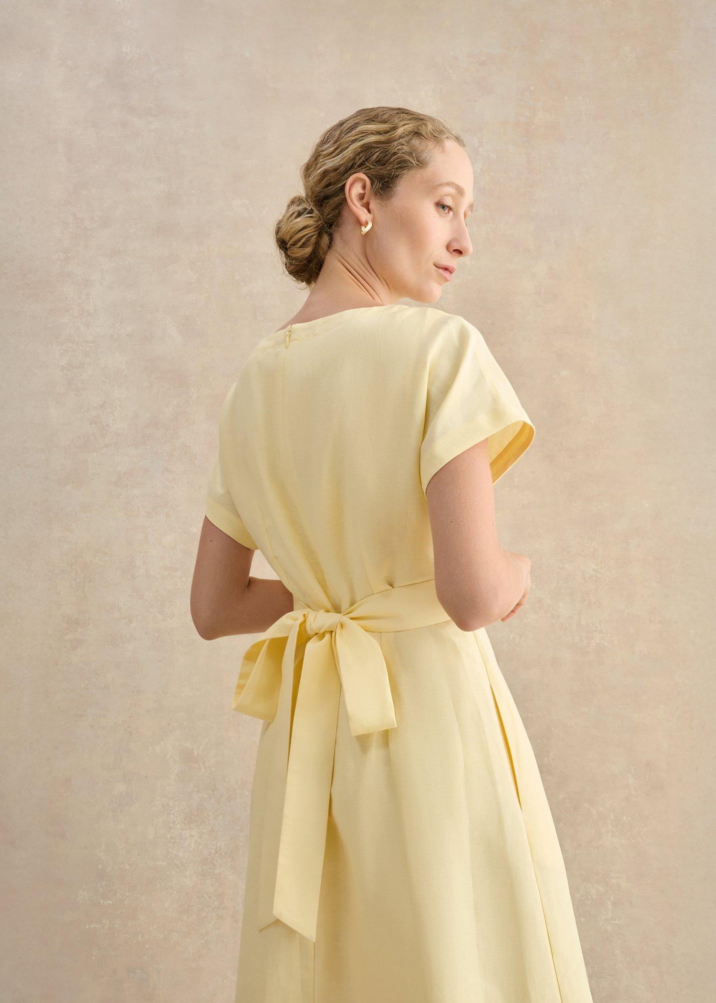 Petite Aliya Linen Blend Dress, Soft Yellow, hi-res