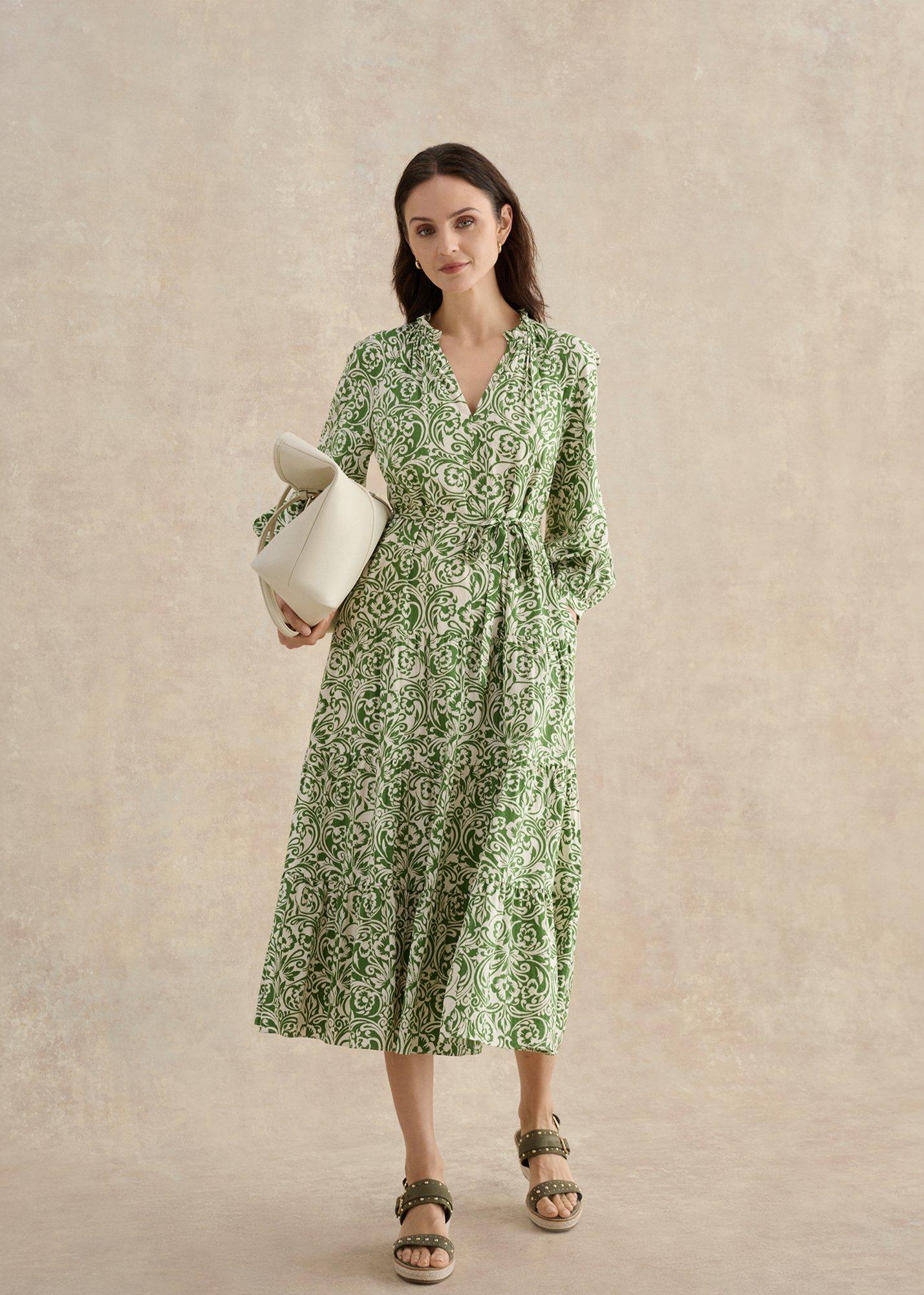 Amaris Dress, Green Cream, hi-res