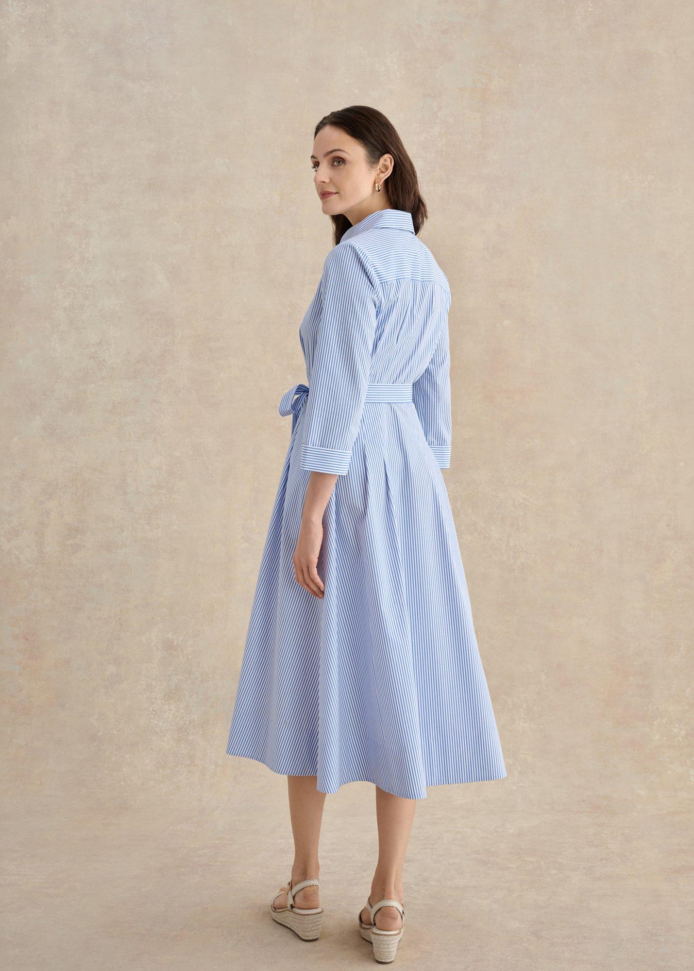 Jane Shirt Stripe Dress, Blue Ivory, hi-res