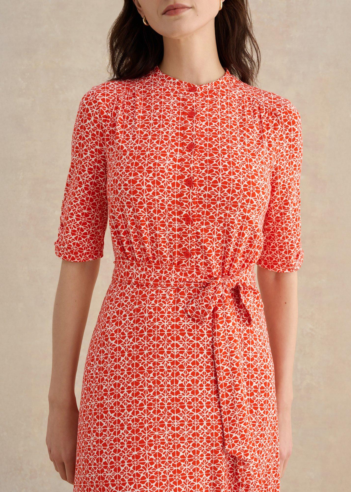 Petite Cathy Jersey Dress, Red Ivory, hi-res