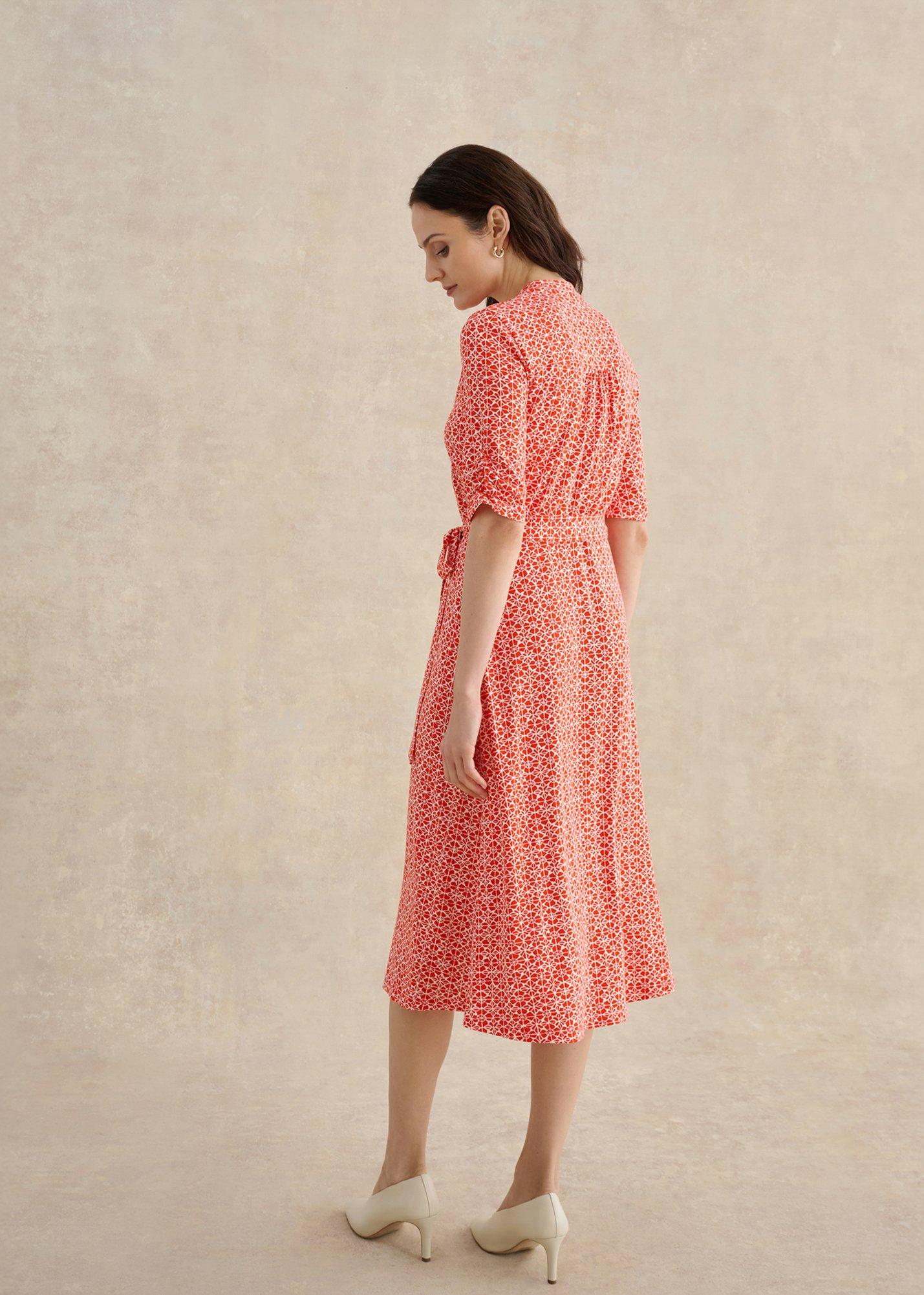 Petite Cathy Jersey Dress, Red Ivory, hi-res