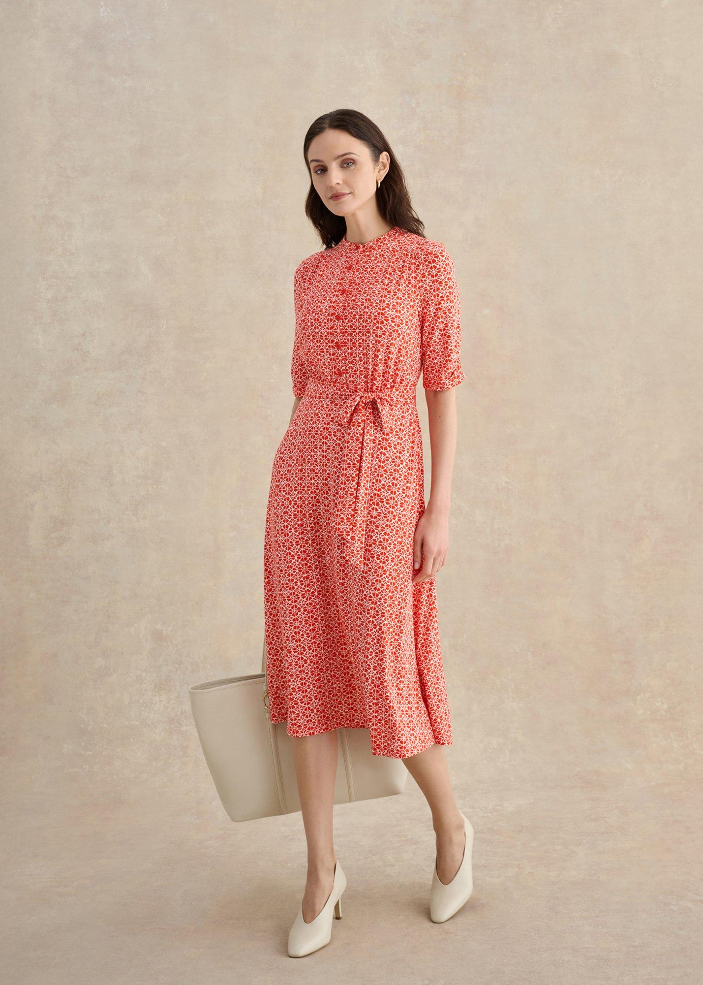 Petite Cathy Jersey Dress, Red Ivory, hi-res