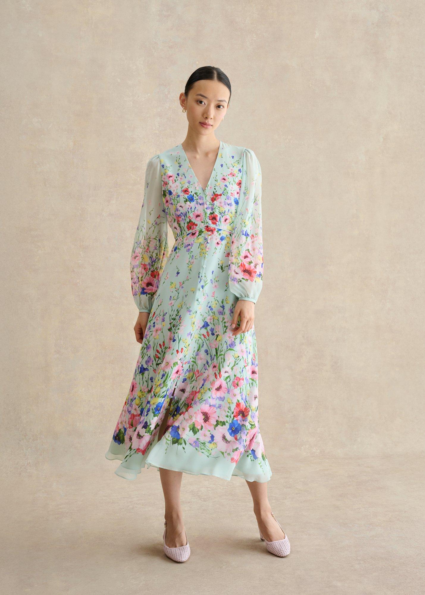 Petite Monica Silk Floral Dress