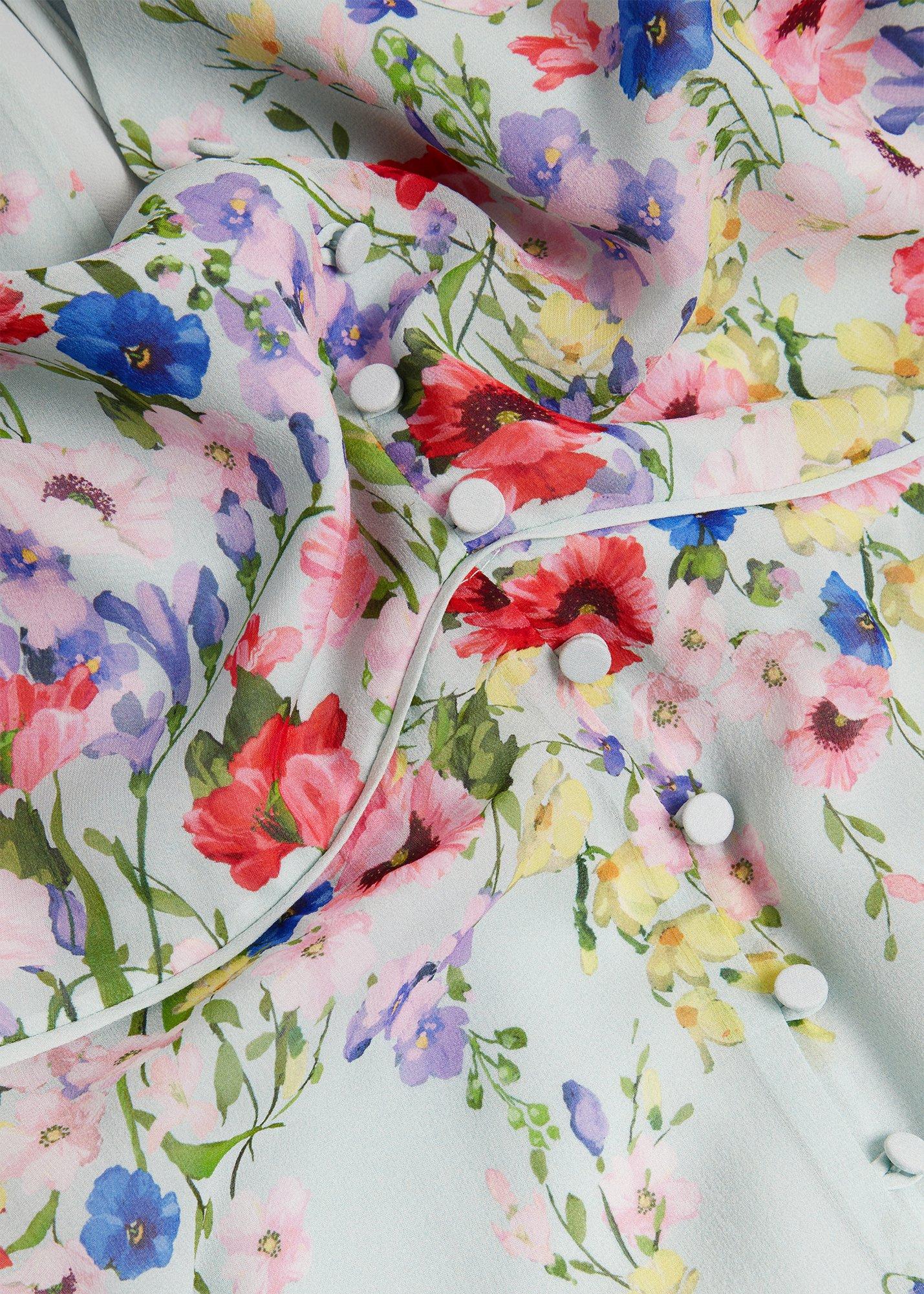 Petite Monica Silk Floral Dress, Green Multi, hi-res