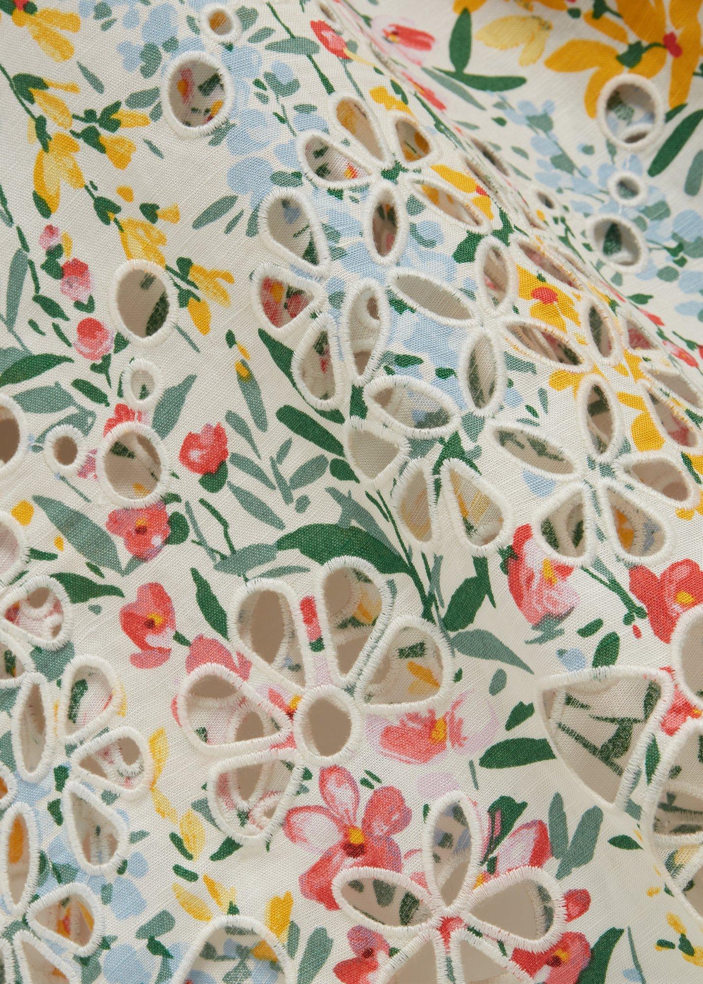 Christie Floral Broderie Dress, White Multi, hi-res