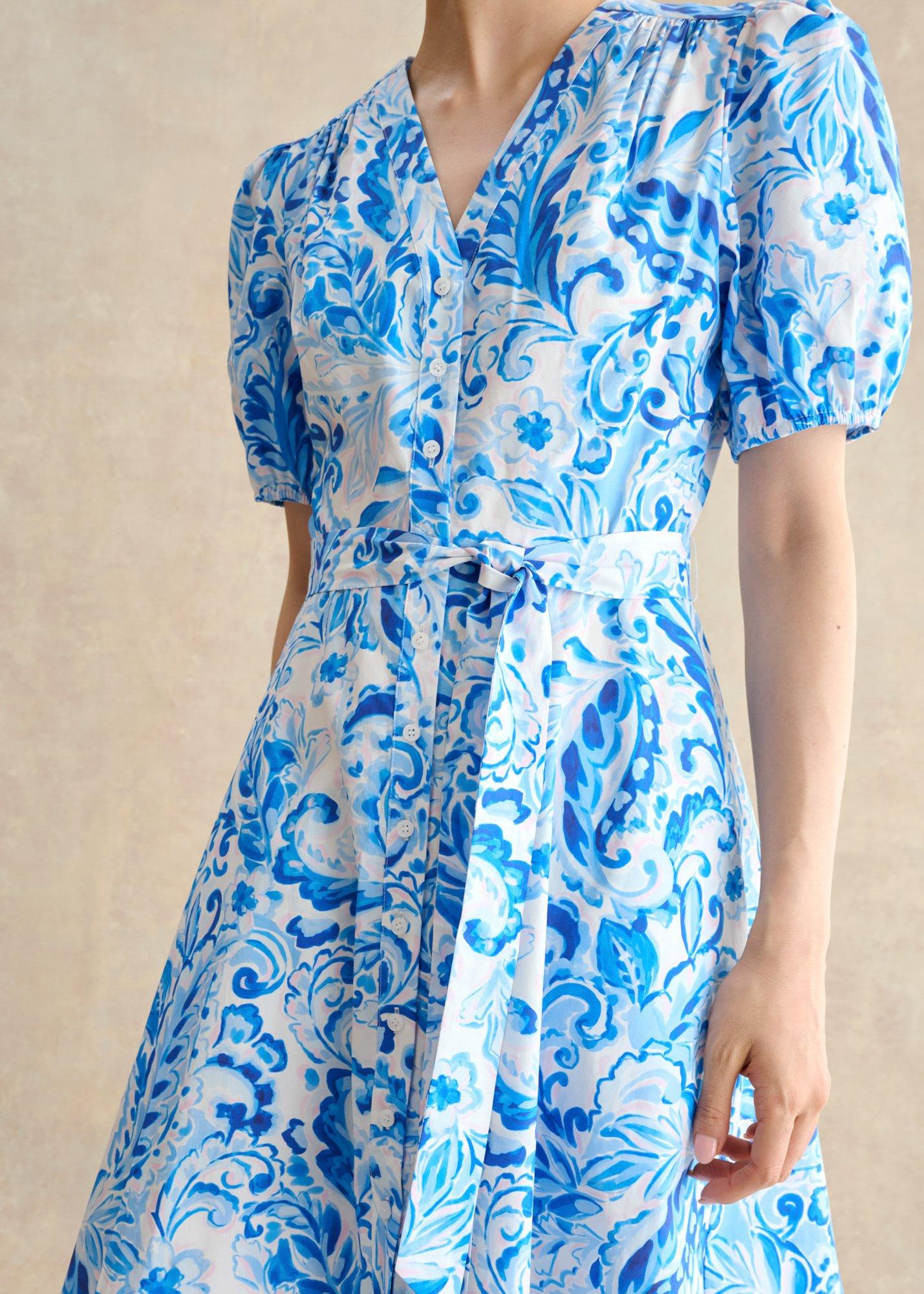 Libby &nbsp;Cotton Paisley Dress, Blue Multi, hi-res