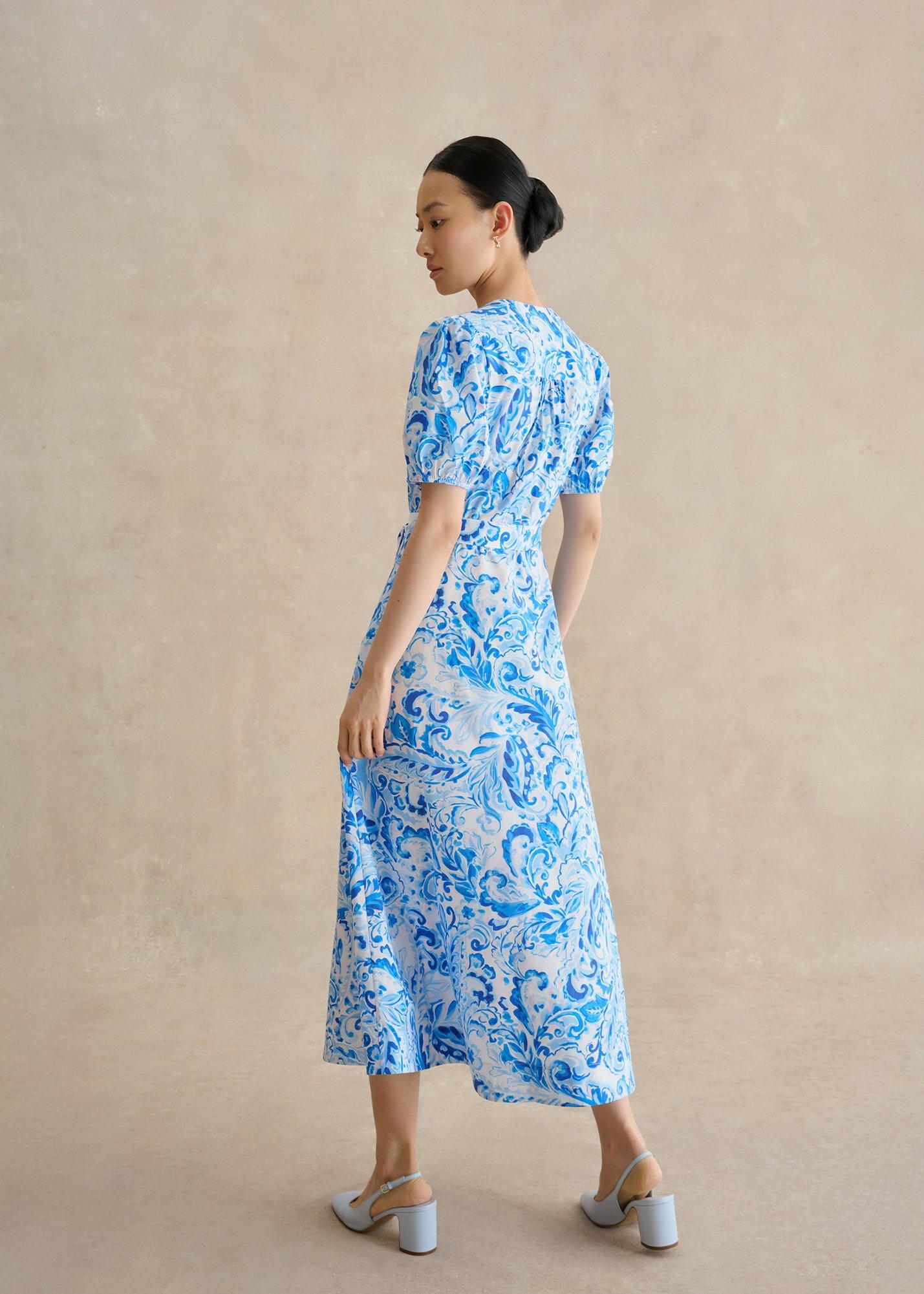 Libby &nbsp;Cotton Paisley Dress, Blue Multi, hi-res