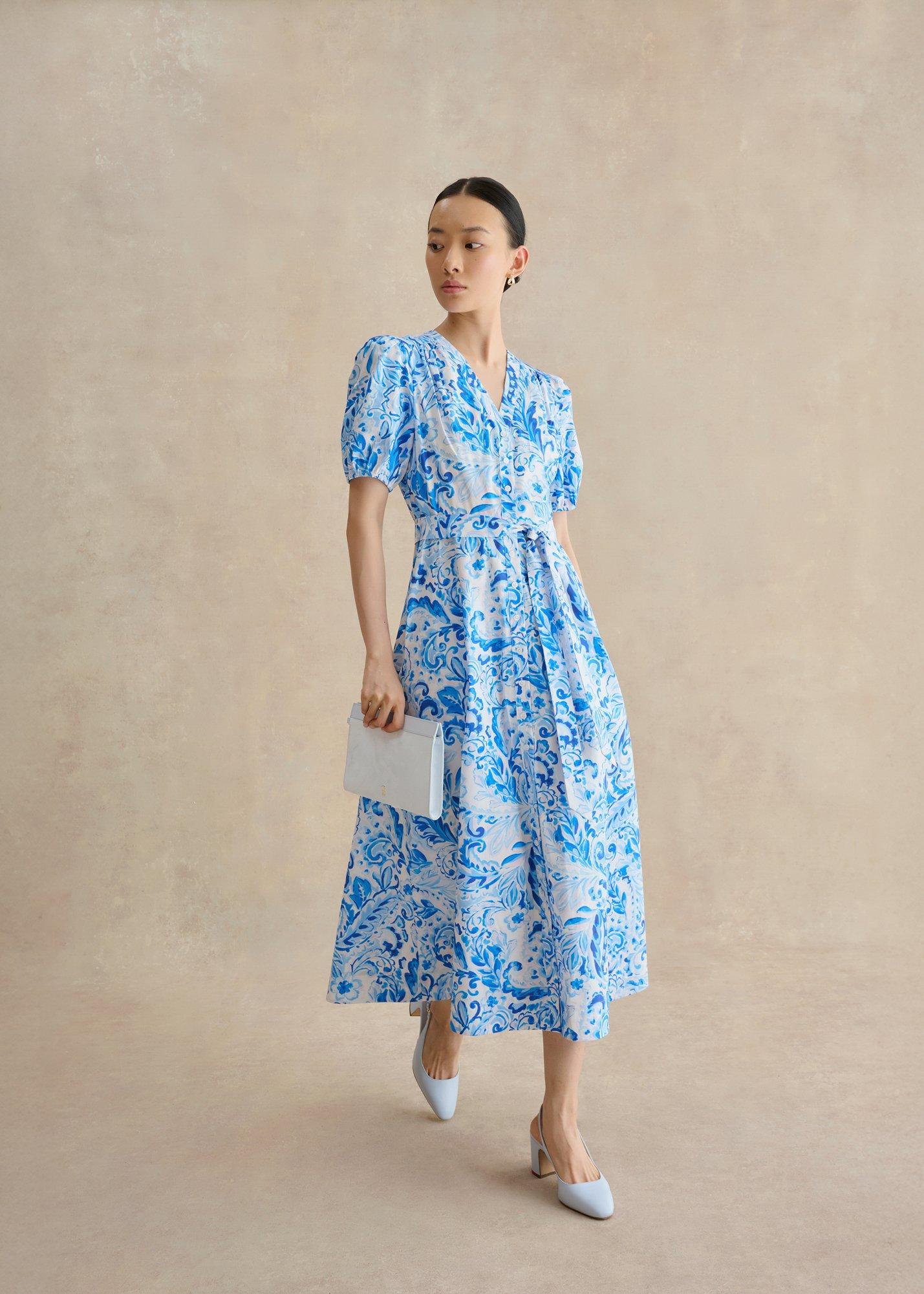 Libby &nbsp;Cotton Paisley Dress, Blue Multi, hi-res