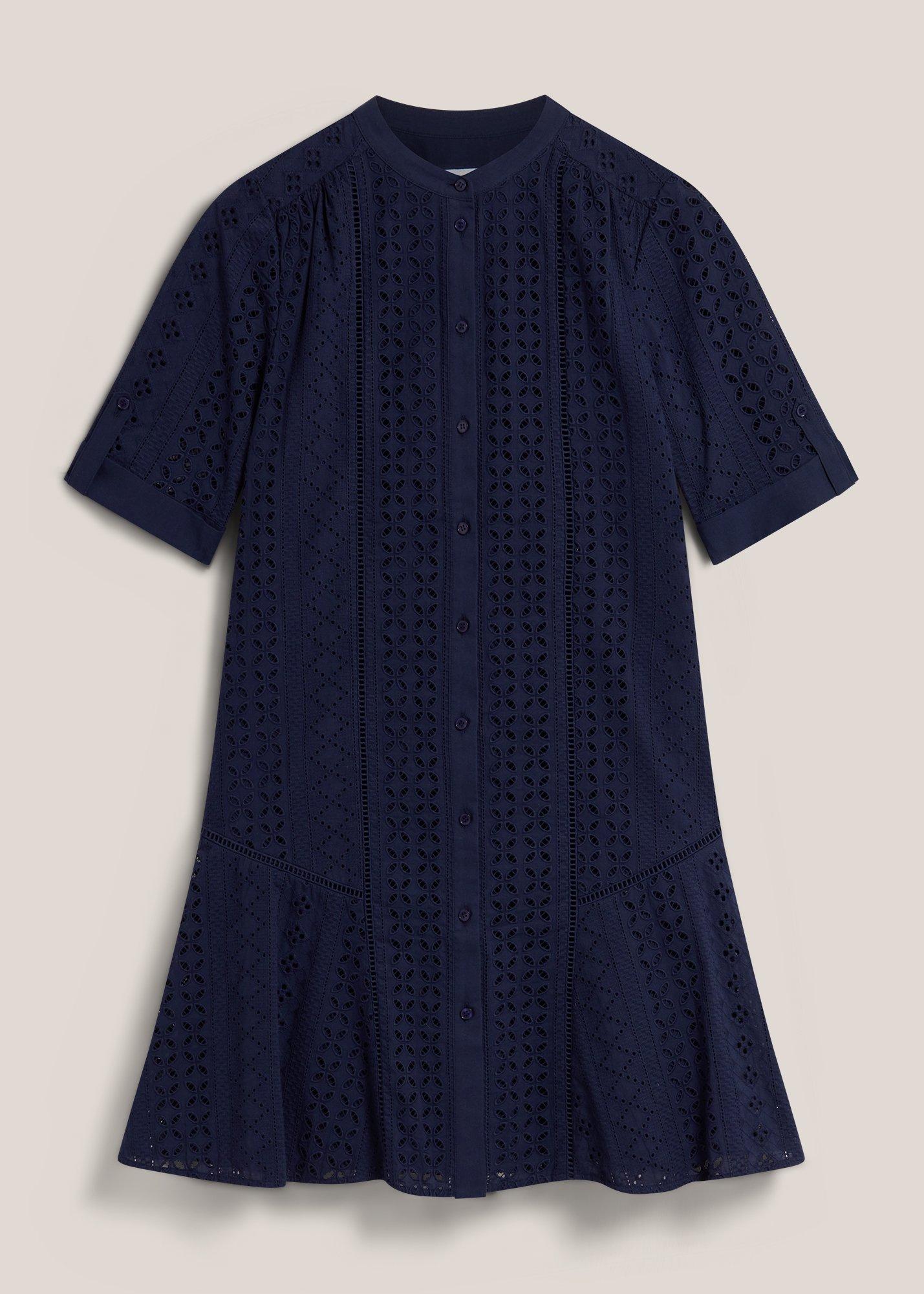 Jasmine  Broderie Dress, True Navy, hi-res