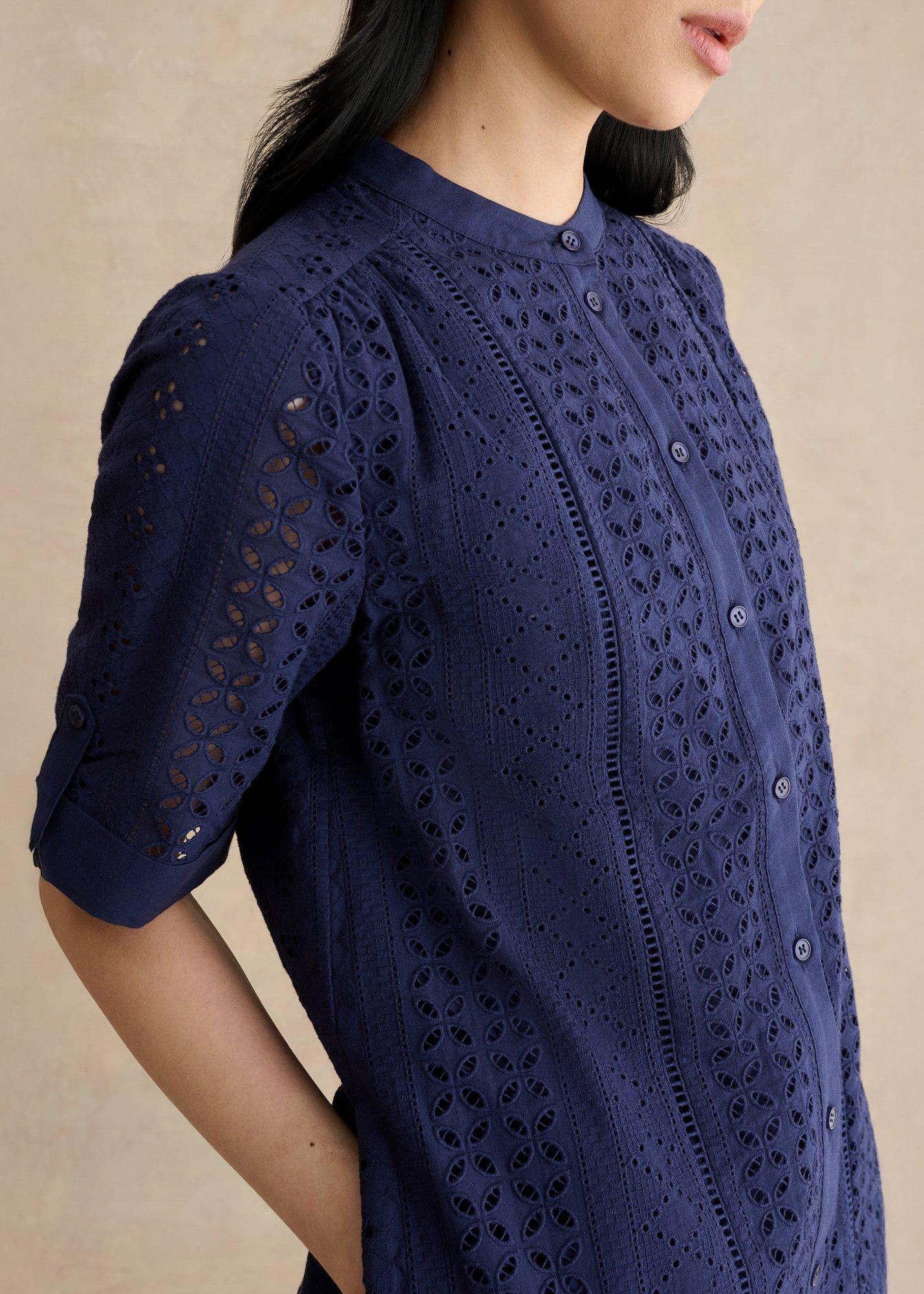 Jasmine  Broderie Dress, True Navy, hi-res