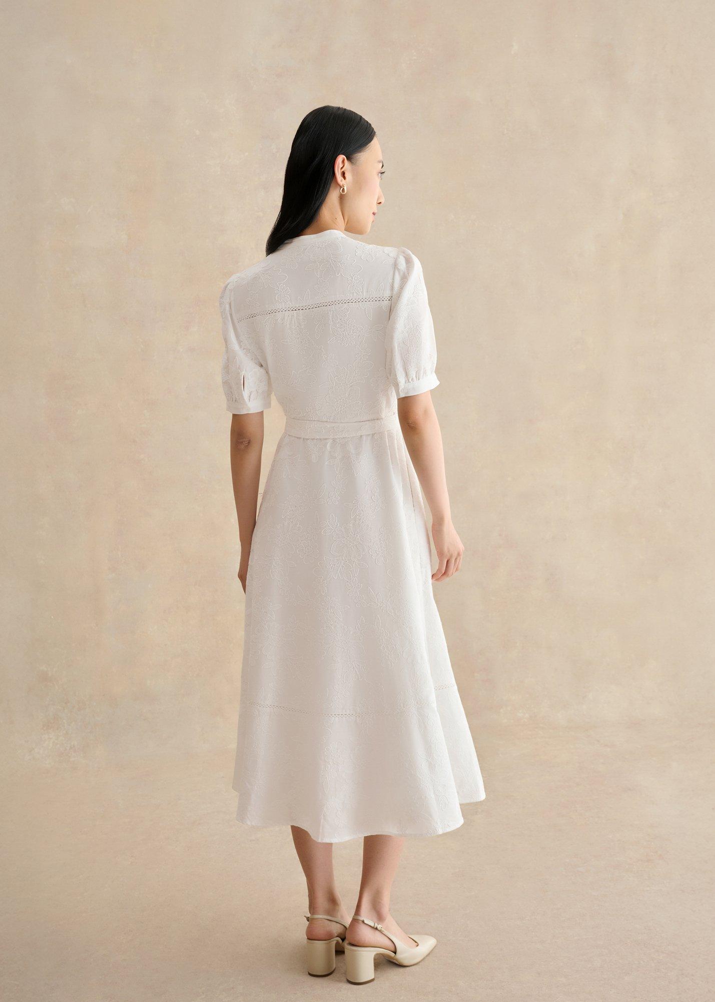 Amani Cotton Embroidery Dress, White, hi-res