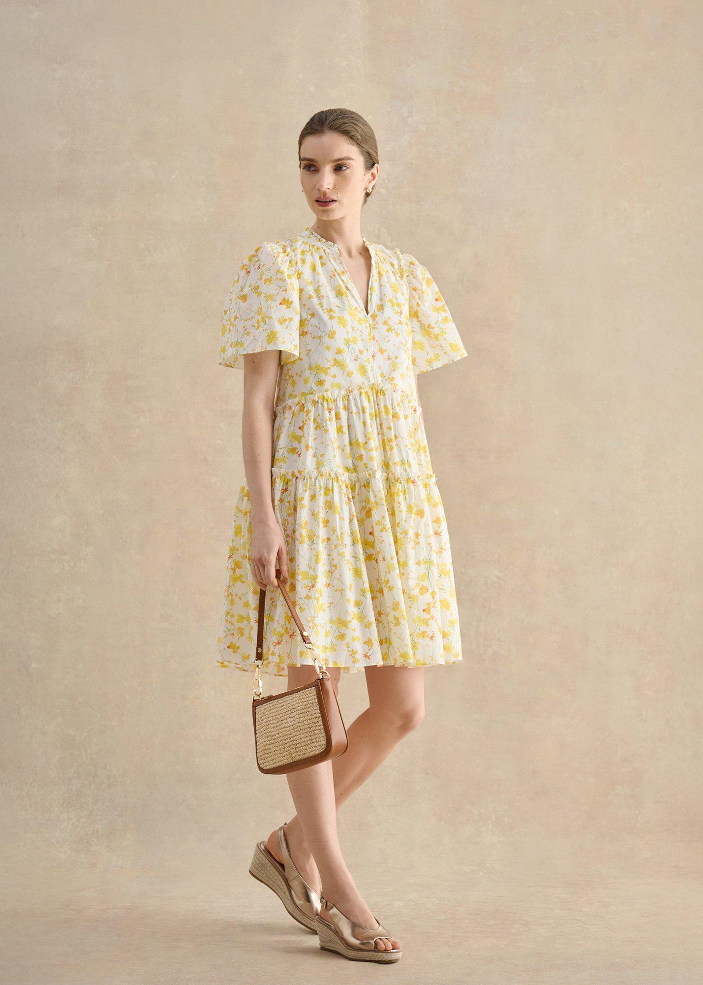 Edenbridge Cotton Floral Dress, Ivory Multi, hi-res