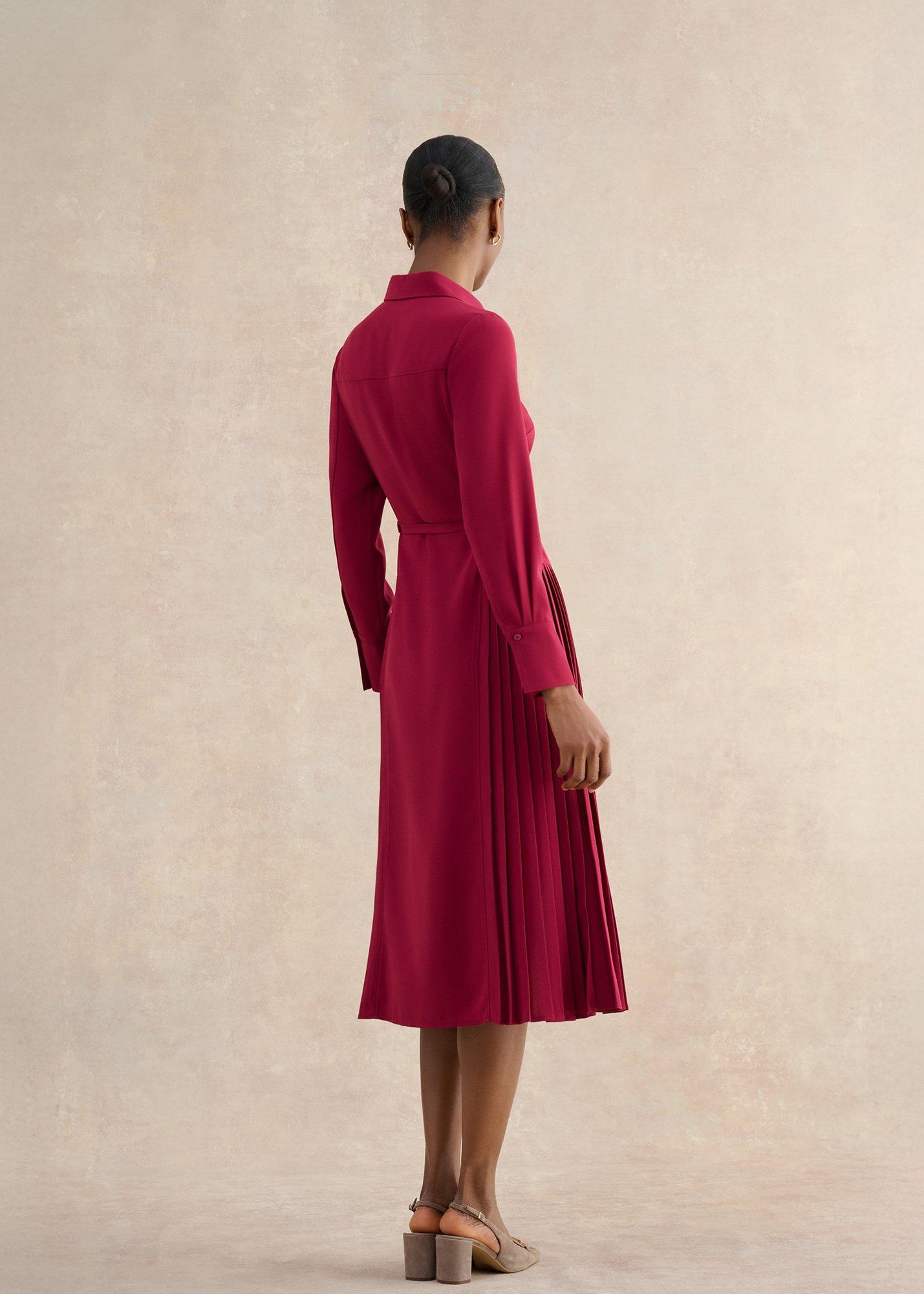 Ginny Shirt Midi Dress, Beetroot Pink, hi-res