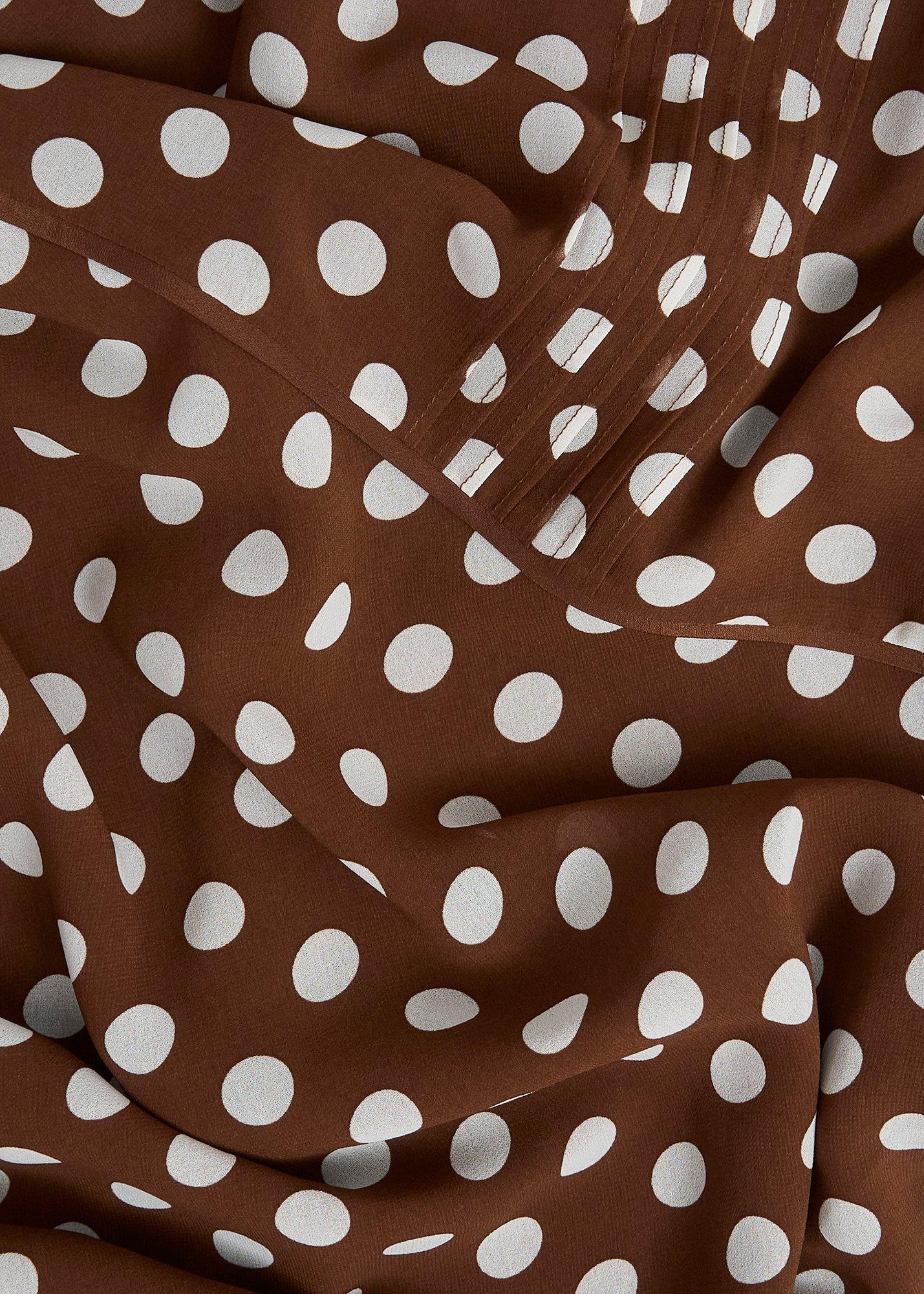 Petite Dorothy Spot Midi Dress, Brown Ivory, hi-res