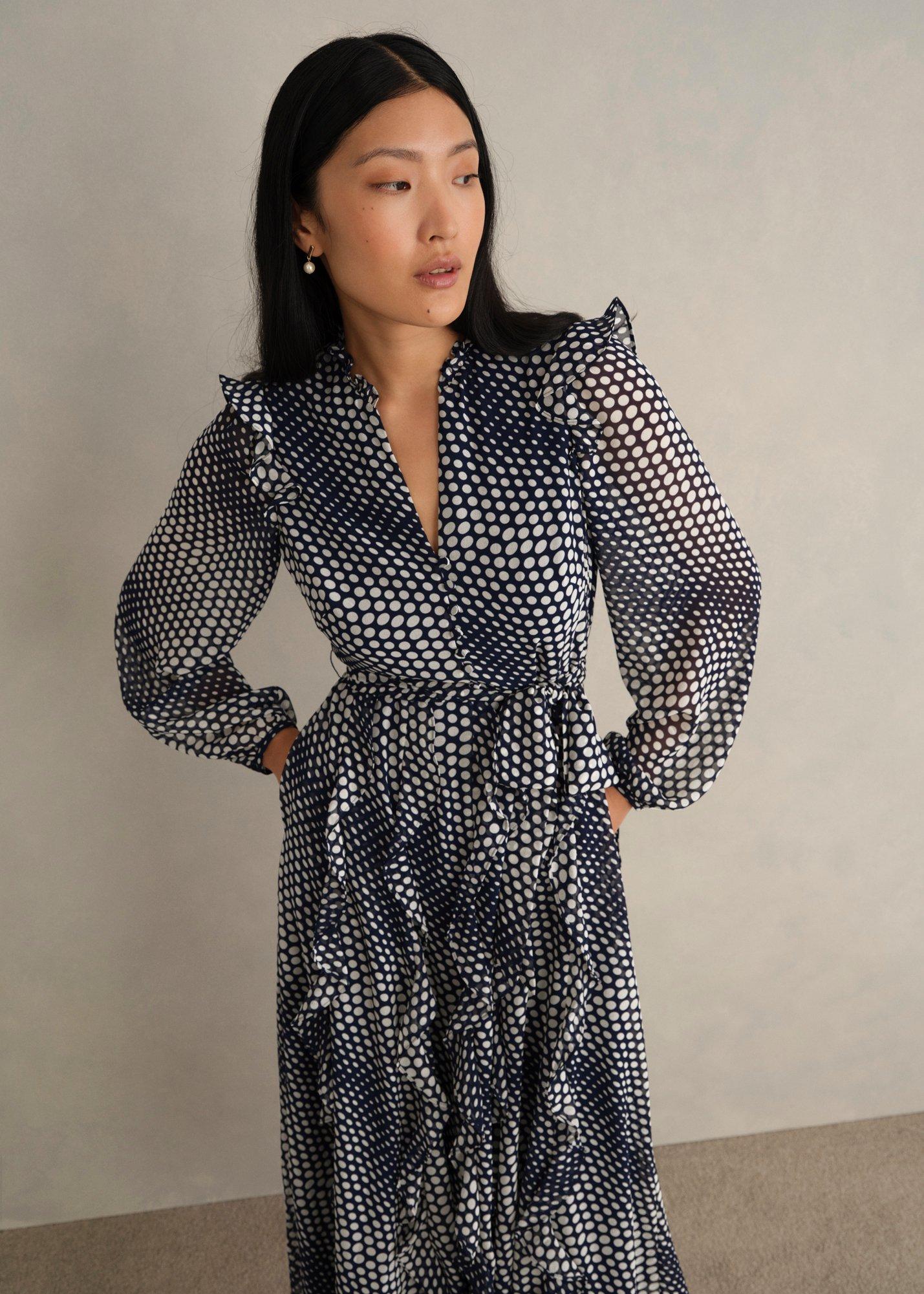 Petite Miriam Dress, Midnight Cream, hi-res