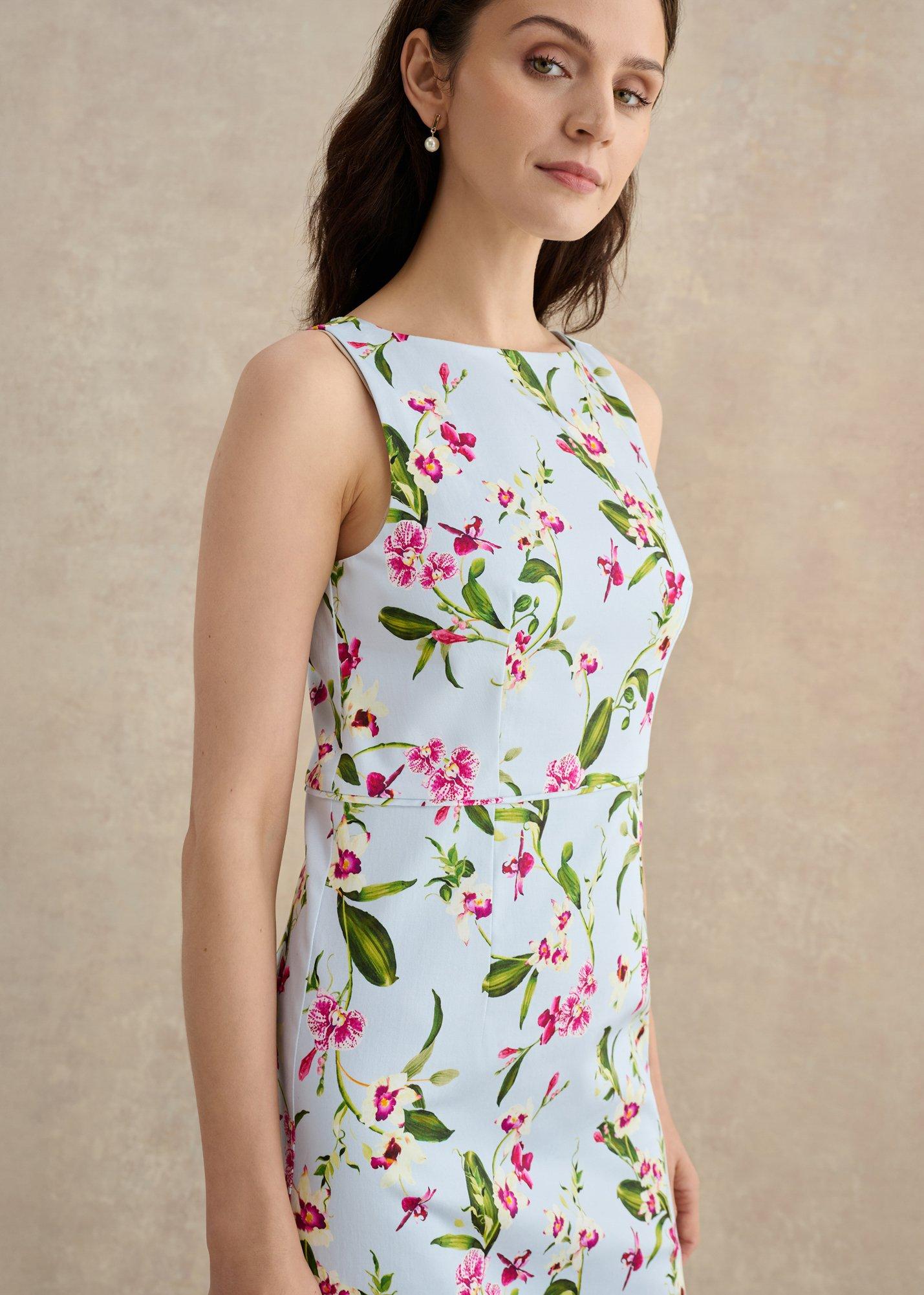 Petite Freda Floral Dress, Pale Blue Multi, hi-res