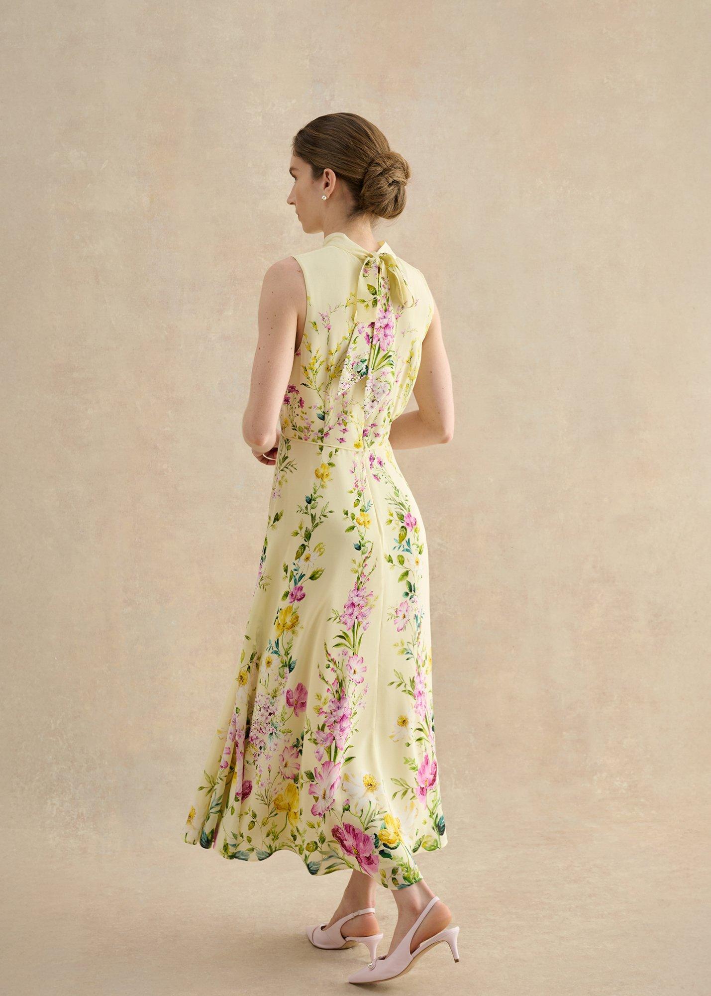 Hartwell Silk Dress, Yellow Multi, hi-res
