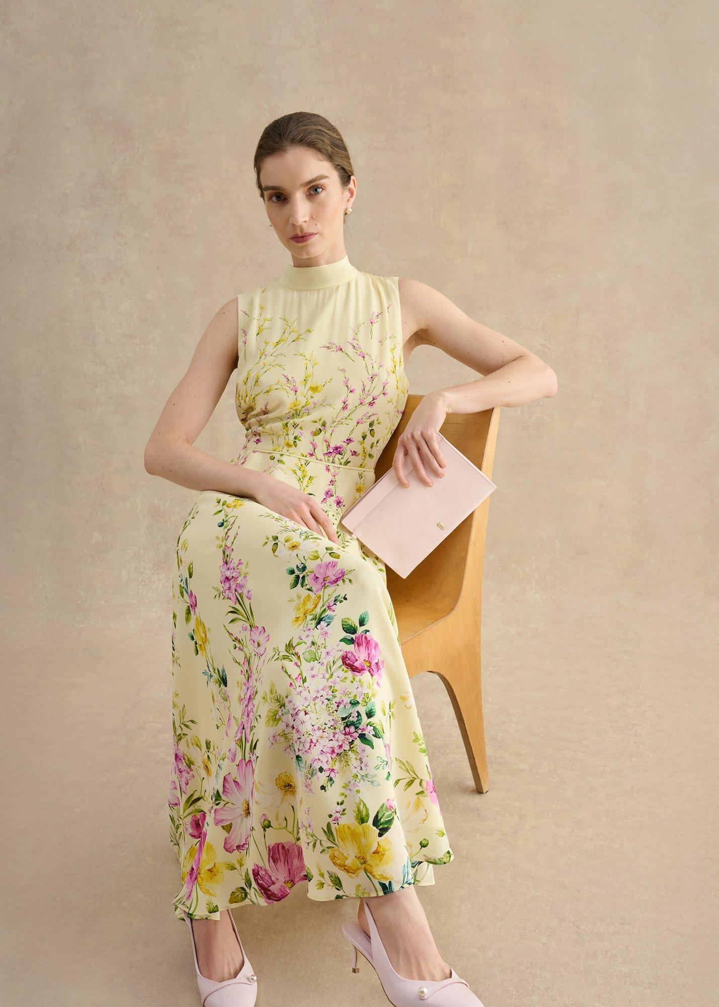 Hartwell Silk Dress, Yellow Multi, hi-res