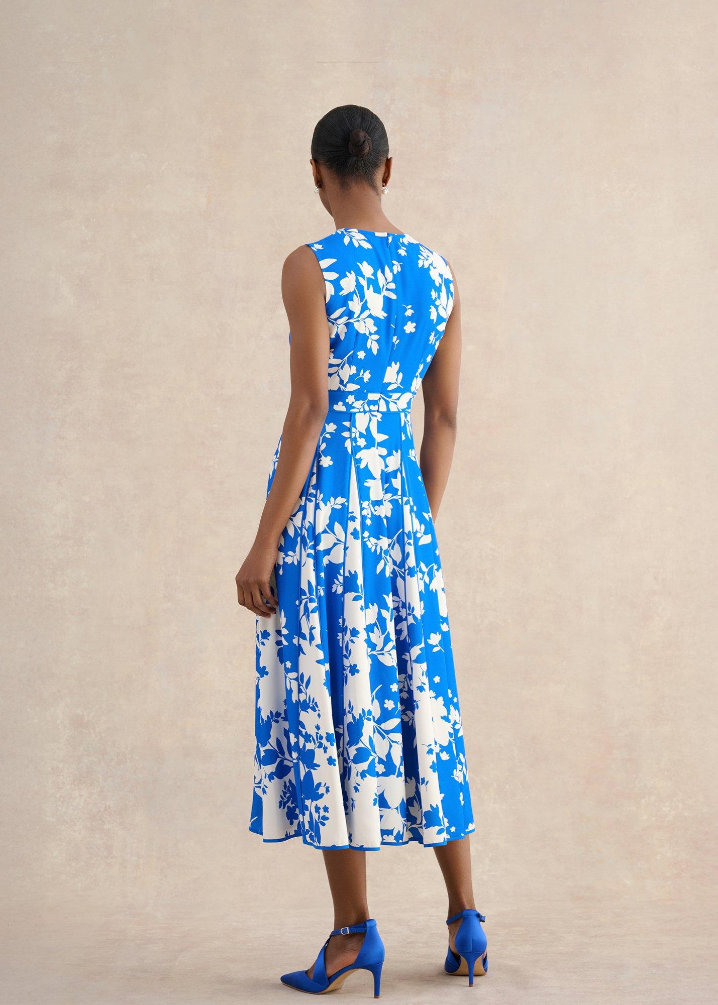 Angelica Floral Dress, Blue Cream, hi-res