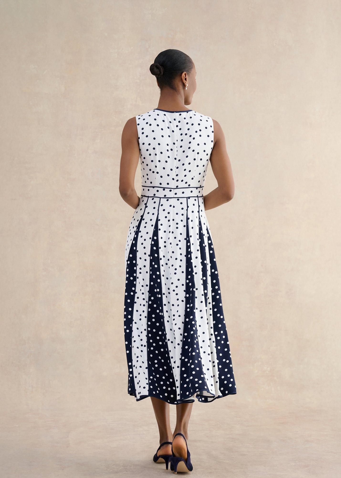 Petite Angelica Spot Dress, Ivory Midnight, hi-res