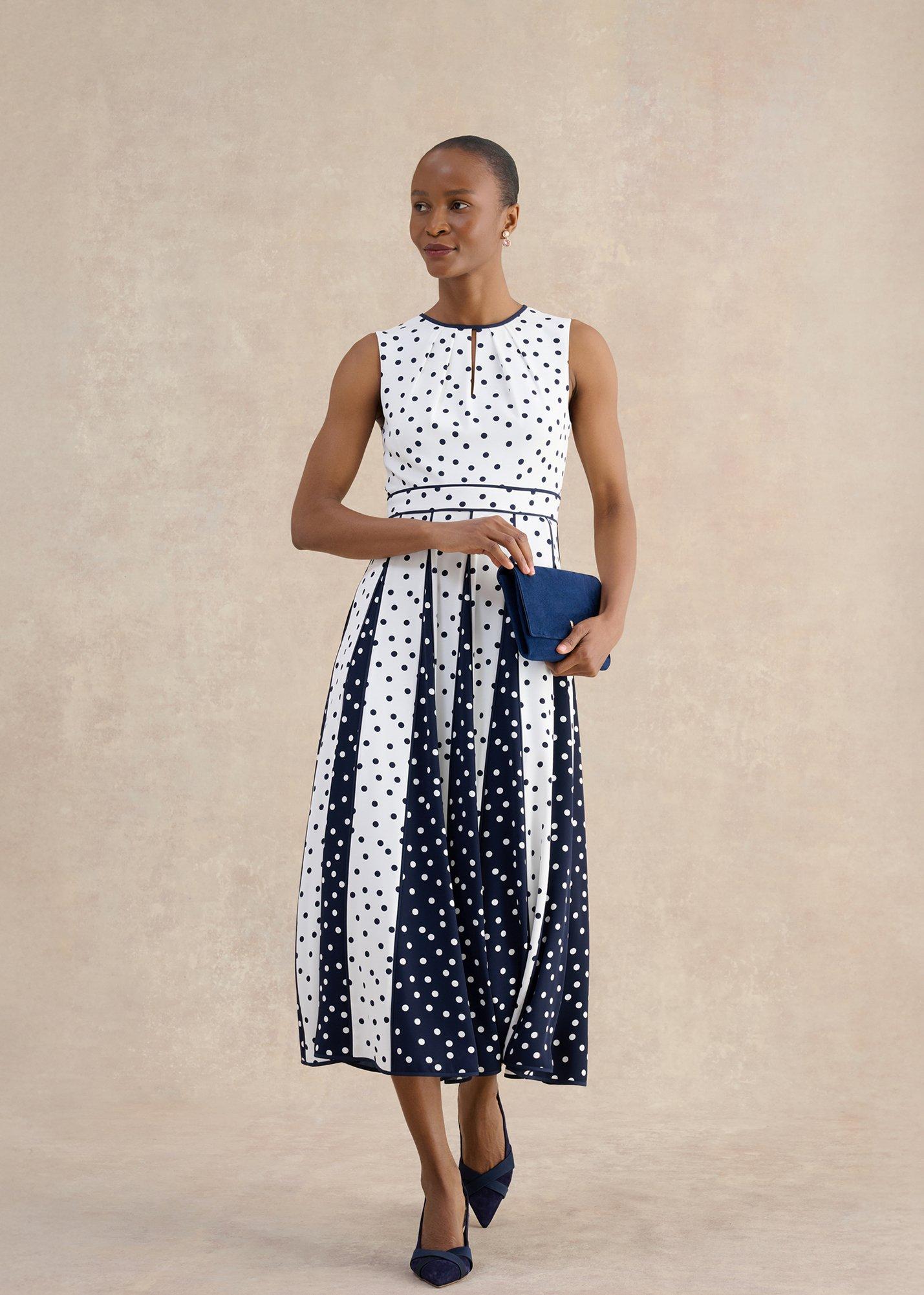 Petite Angelica Spot Dress, Ivory Midnight, hi-res