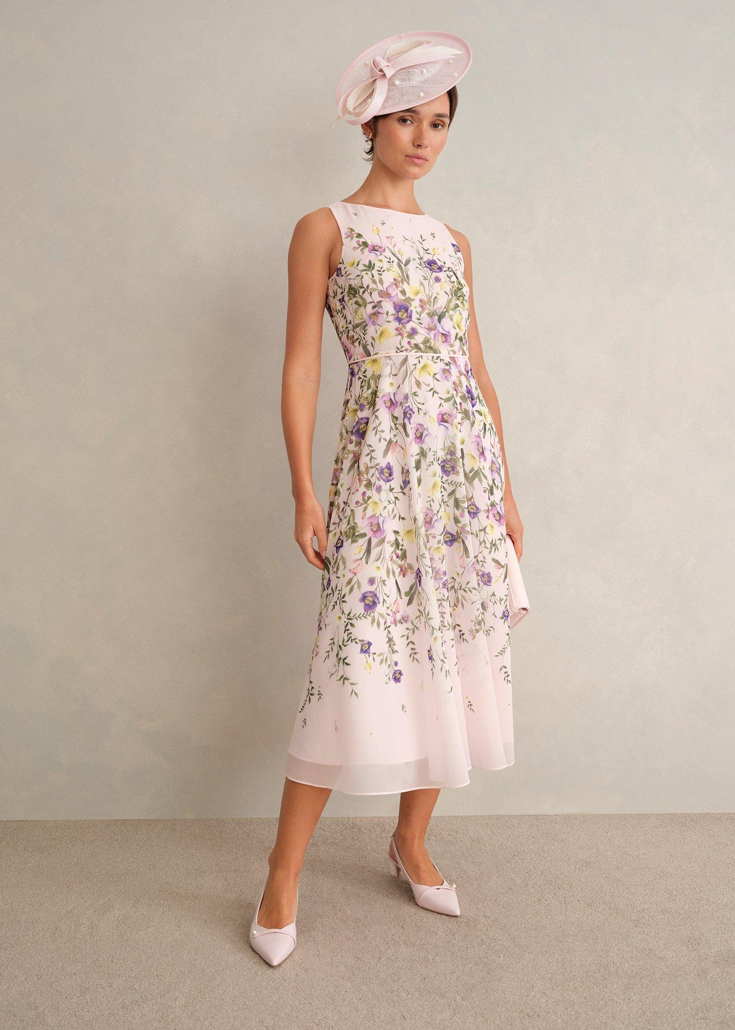 Carly Floral Dress, Pale Pink Multi, hi-res