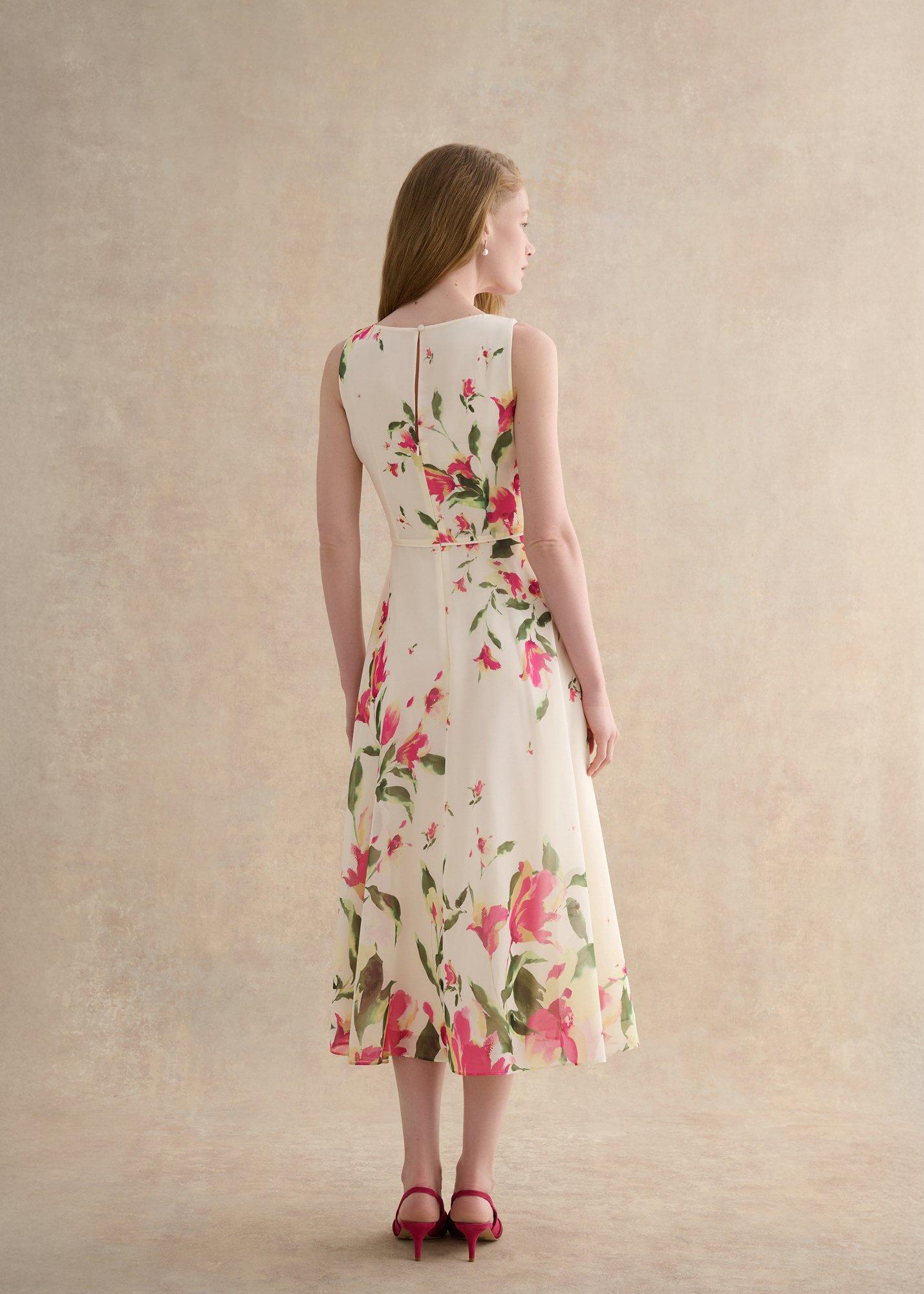 Petite Floral Carly Dress, Cream Multi, hi-res